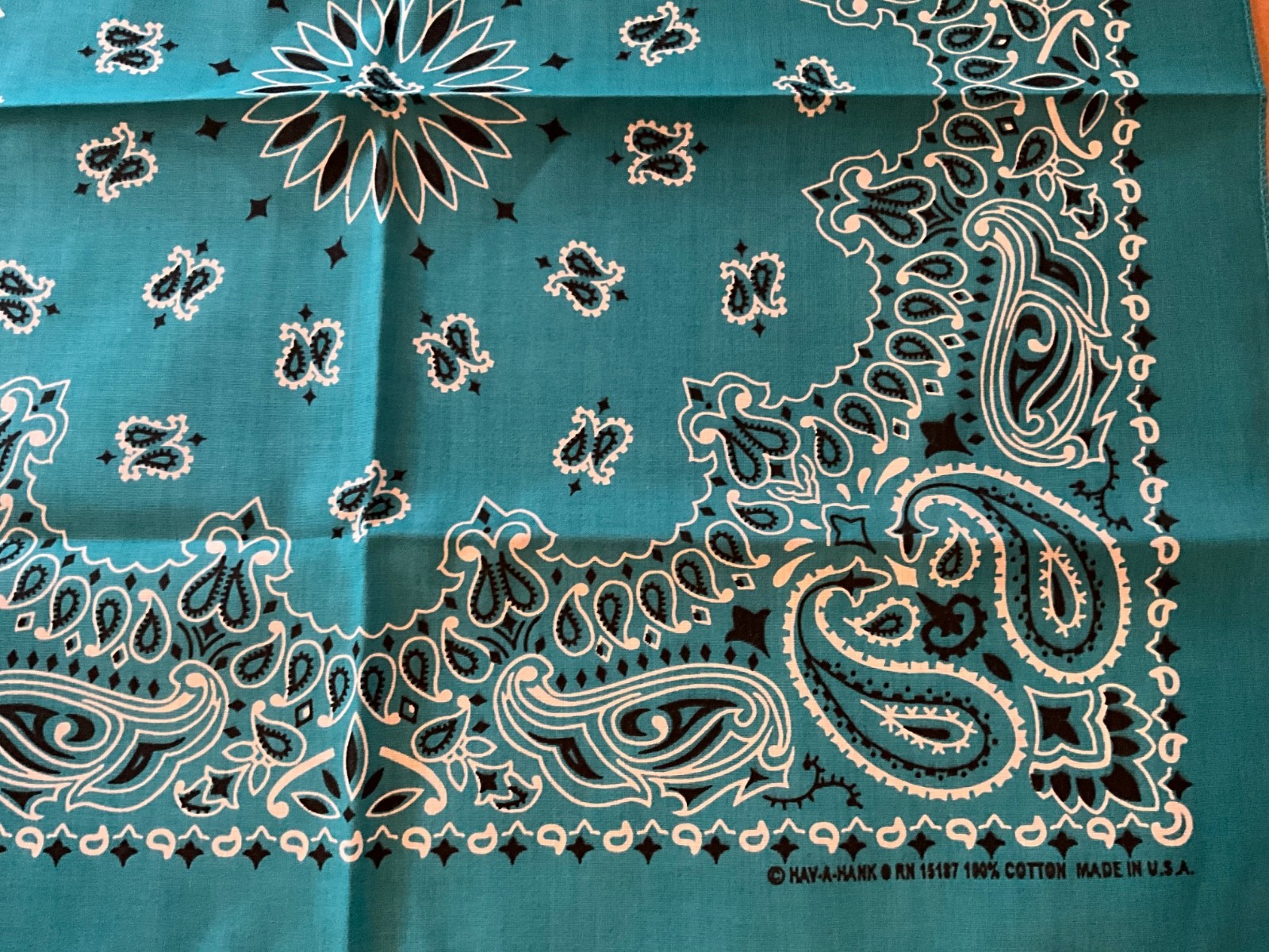 Turquoise Paisley Approx. 22″x22″ Bandanna USA Made 100% Cotton