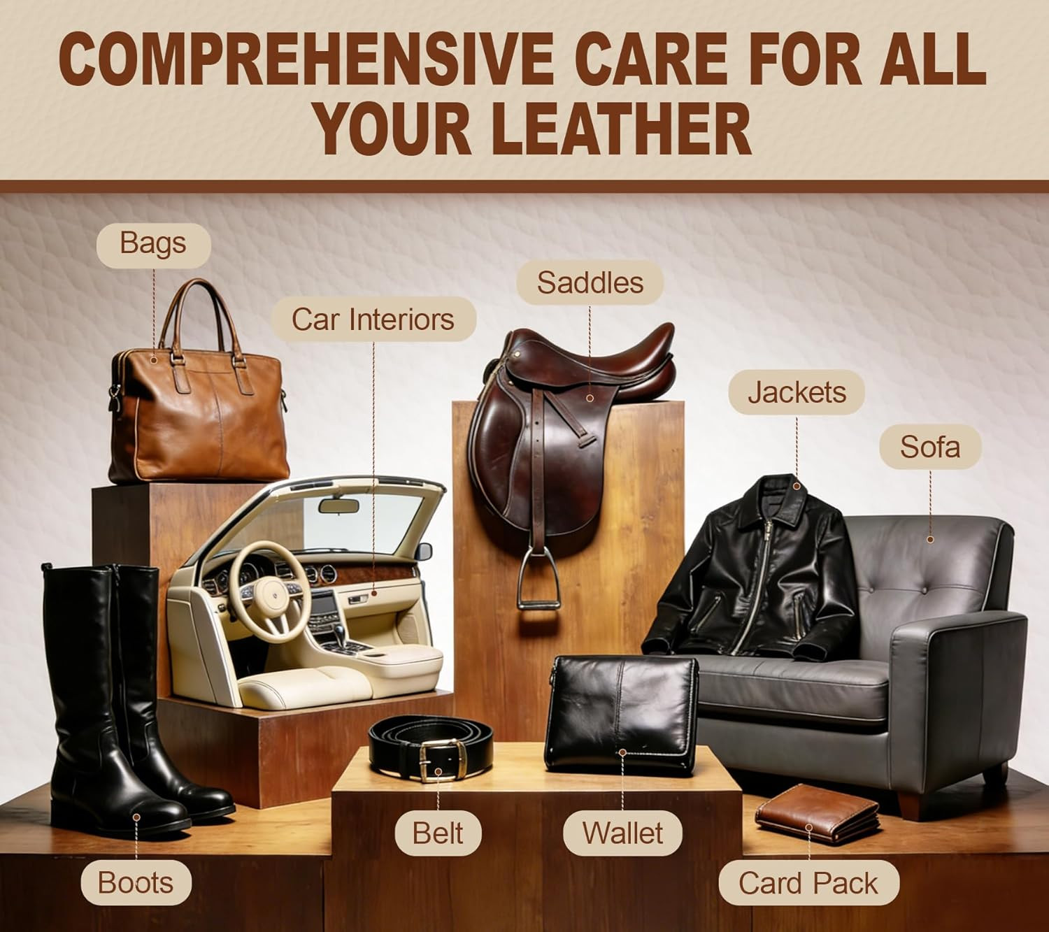 Leather Boot Care Kit 6 in 1 Mink Oil Saddle Soap Shoe Cleaner Conditioner