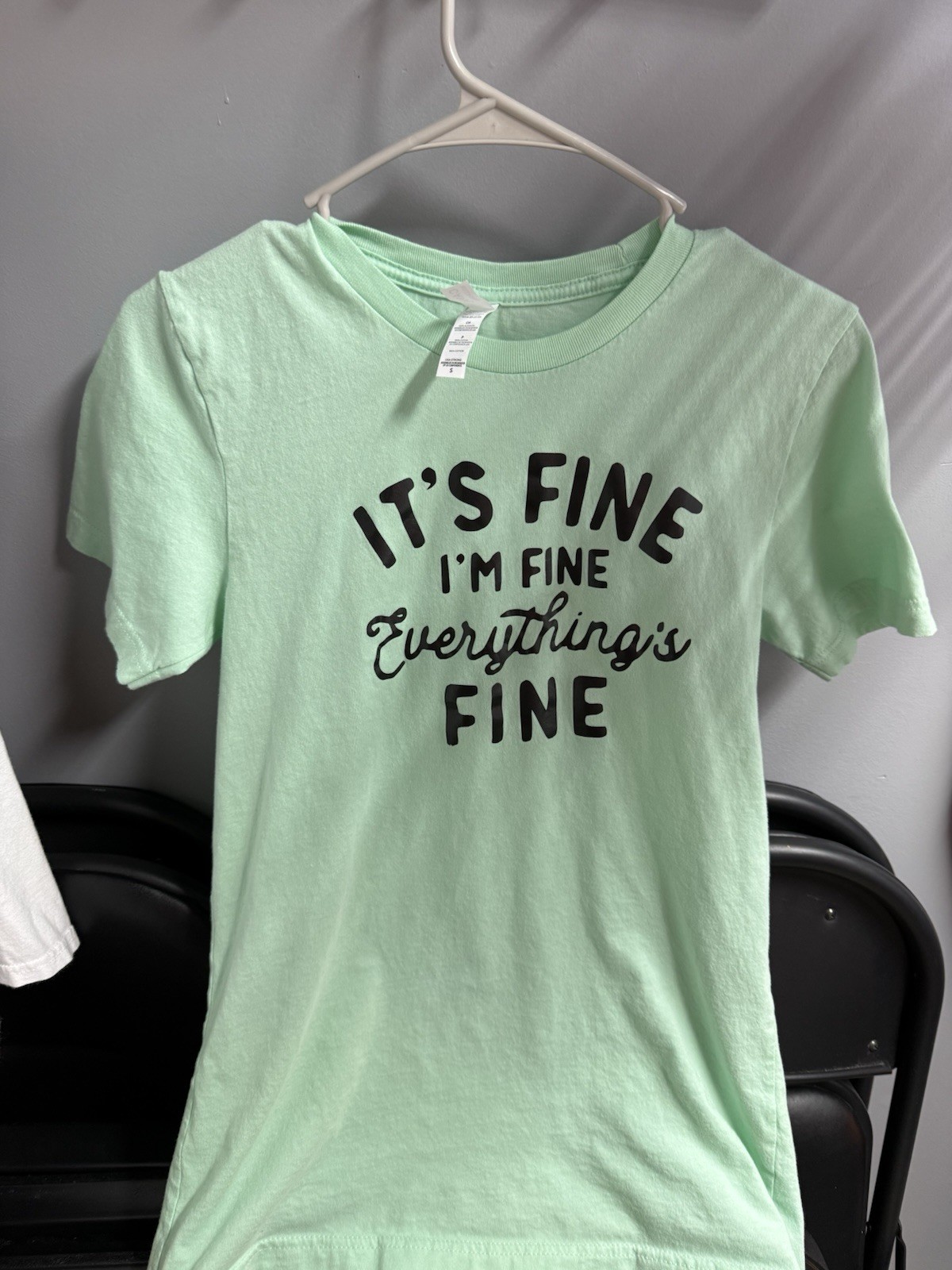 Handmade Green “It’s Fine I’m Fine Everything’s Fine” Graphic Crew Neck Tee S