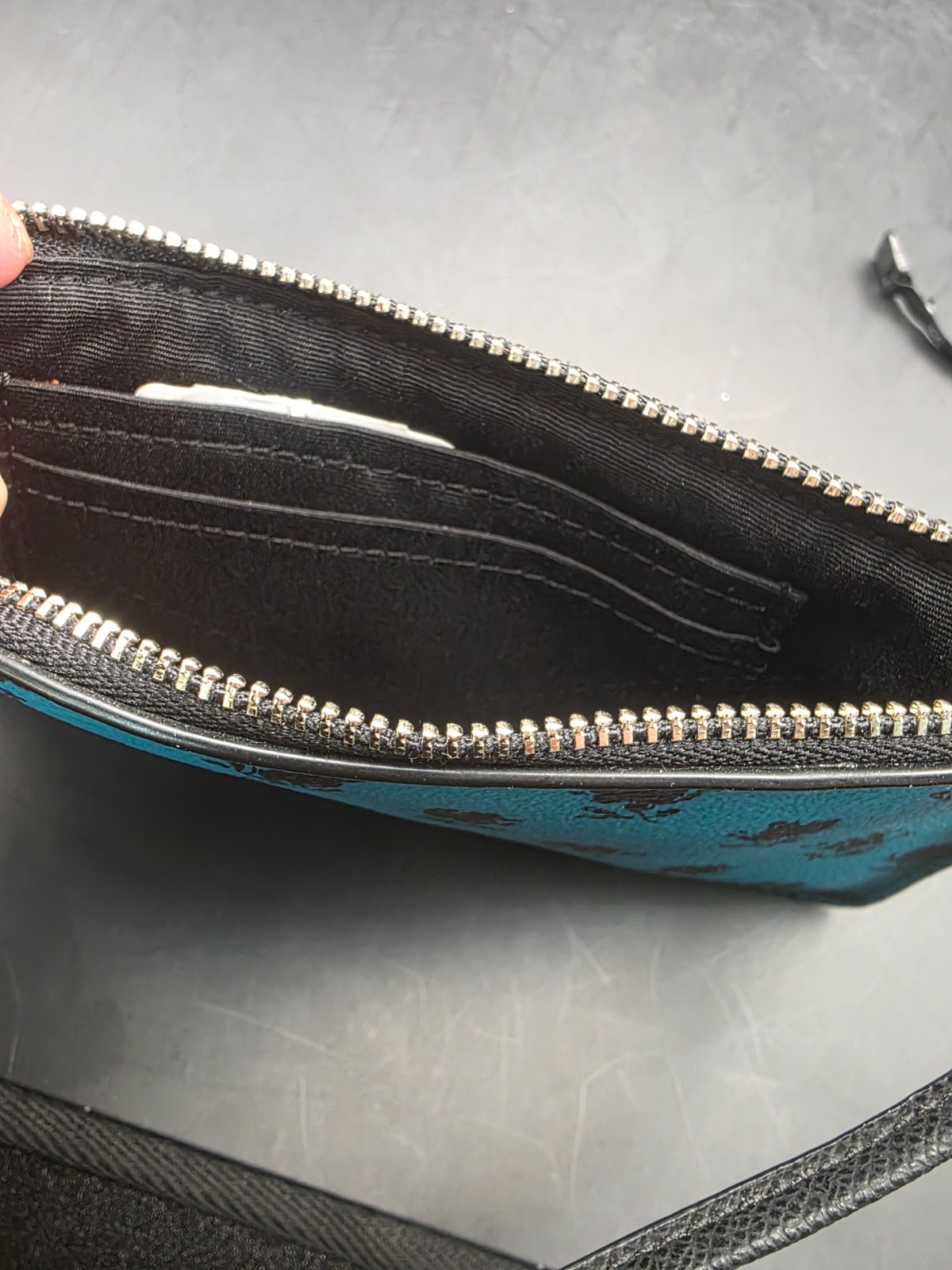 Coach Badlands Floral Teal & Black Wristlet NEW