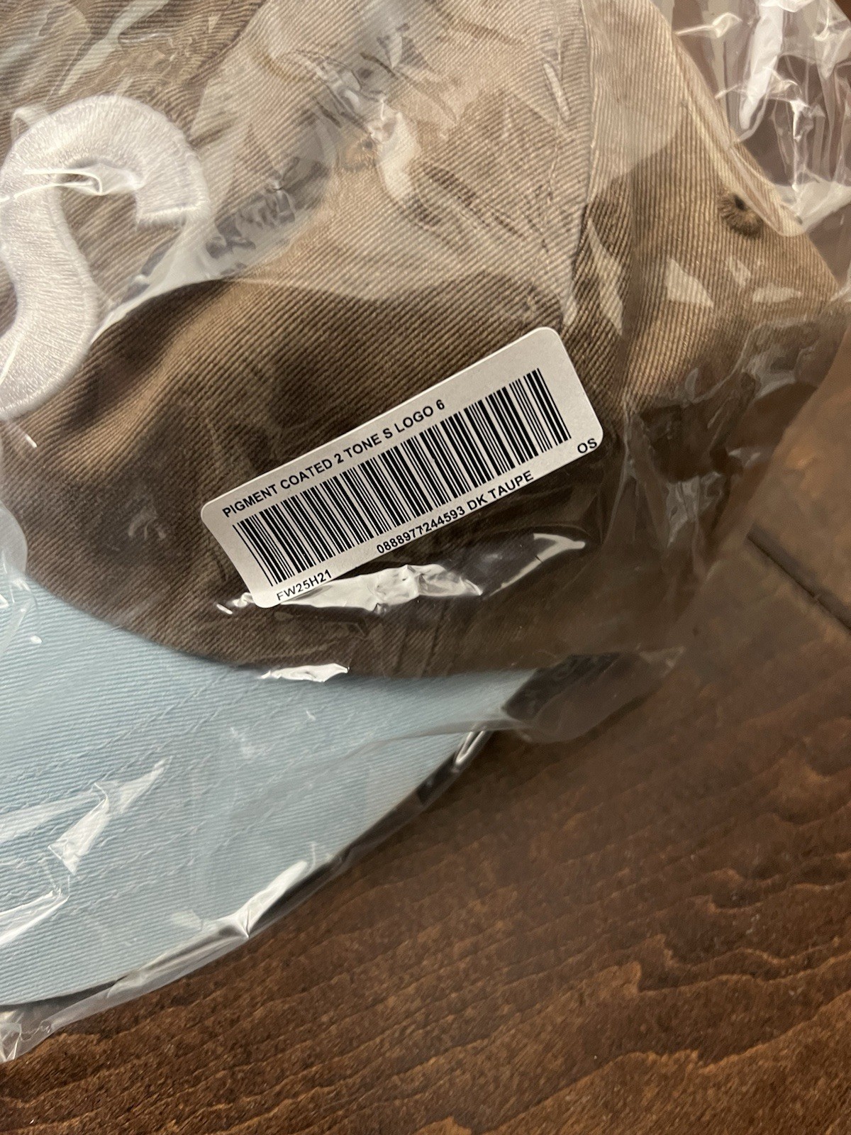 Supreme FW25 Pigment Coated 2 Tone S Logo 6 Panel Cap Hat Brown One Size IN HAND