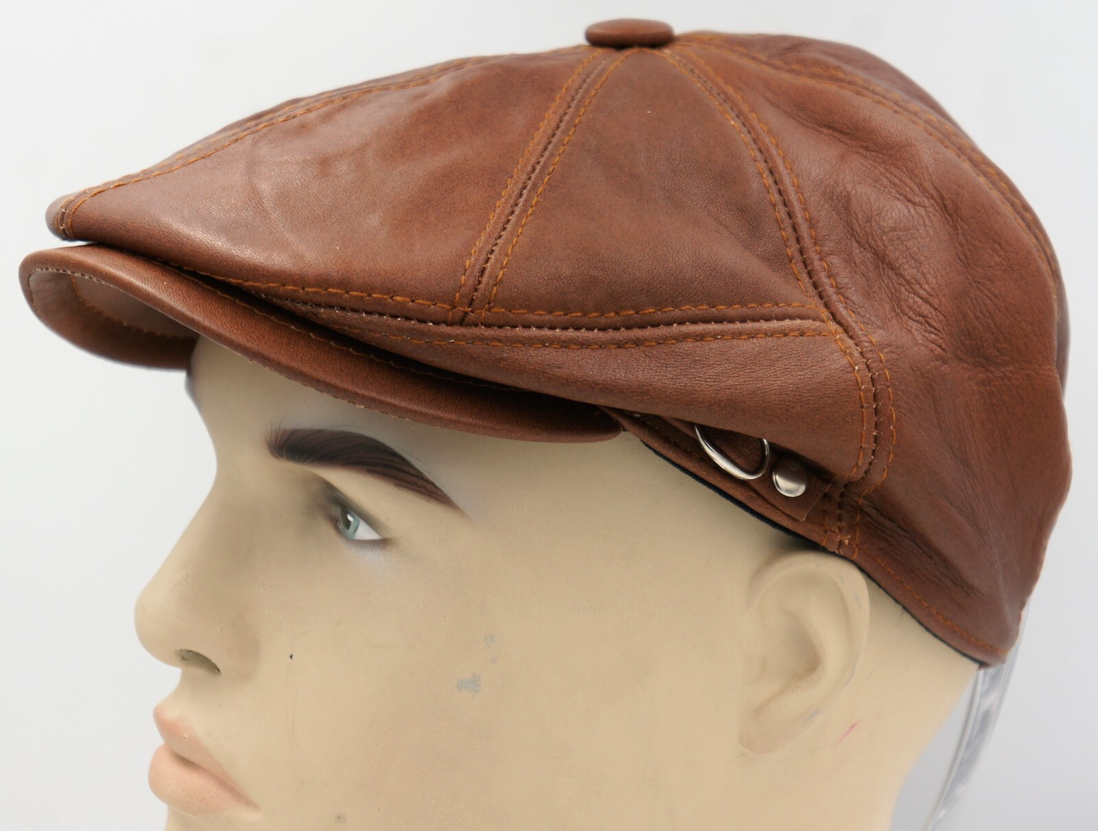 NWT 100% LEATHER Men Gatsby Cap Newsboy Ivy Hat Golf Driving Flat Cabbie S-3XL