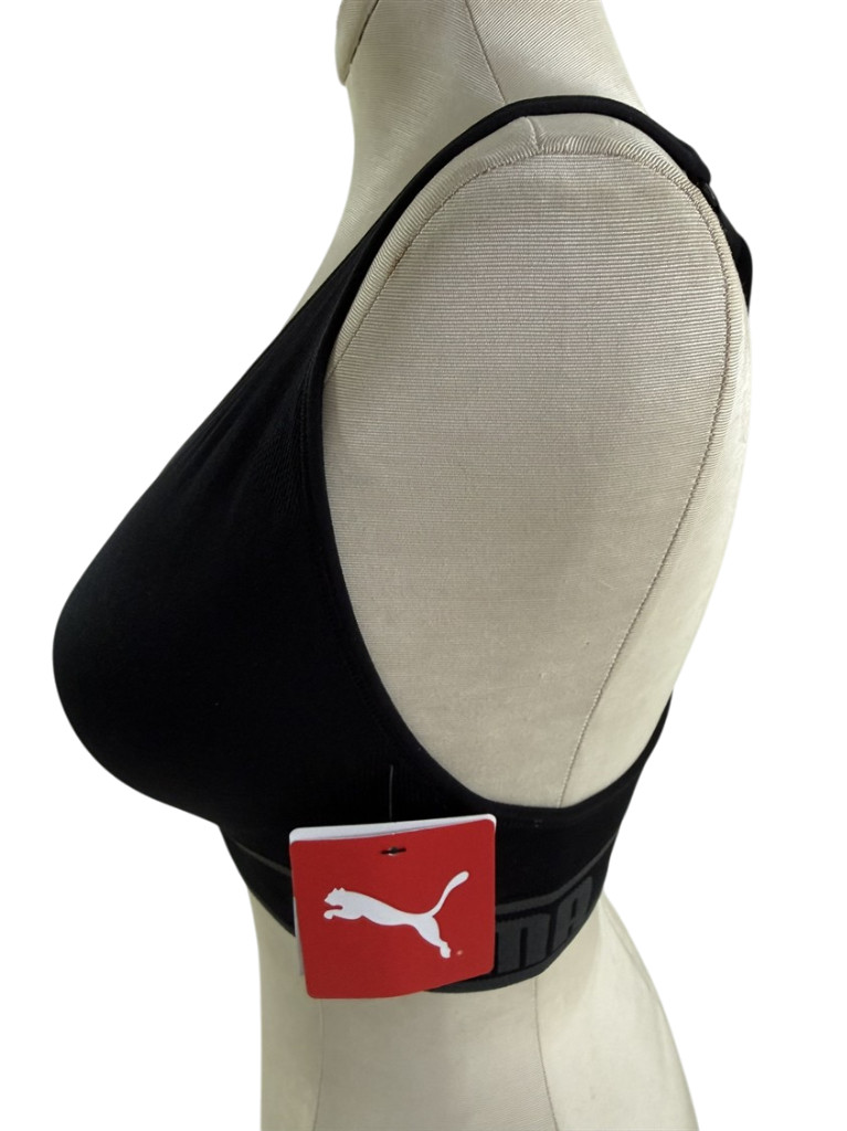 PUMA Sports Bra NEW Padded Seamless Black Women Large Removable Cup Drycell $28