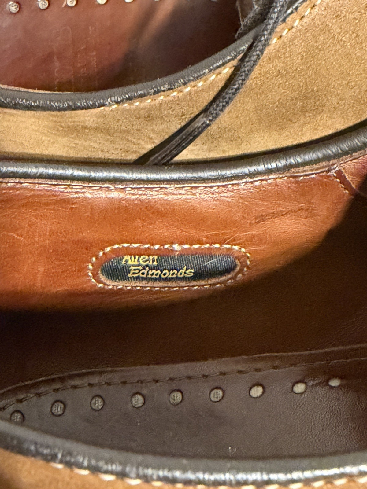 Allen Edmonds Berkshire Men’s Tan Suede Brown Leather Saddle Oxford Size 12 D