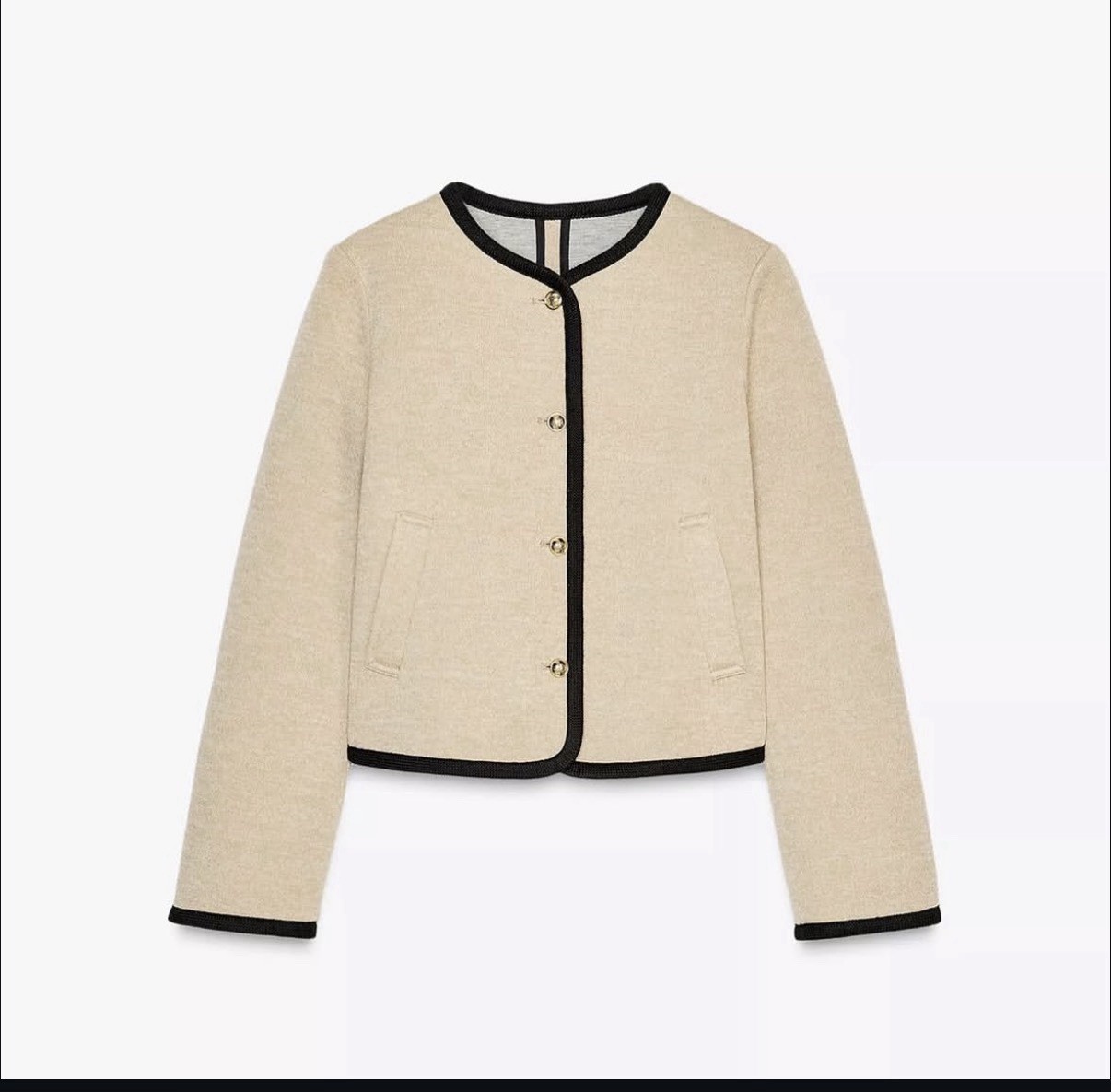 NWT Zara beige jacket W/ Black trim SZ.XL