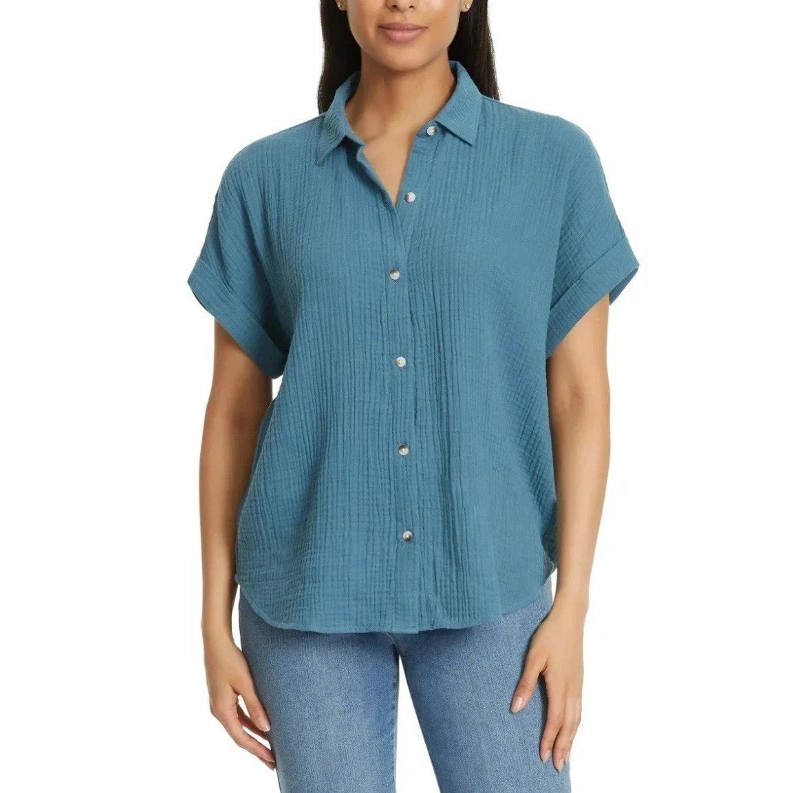 Jessica Simpson Women’s Short Cap Sleeve Gauze Top(1859442)