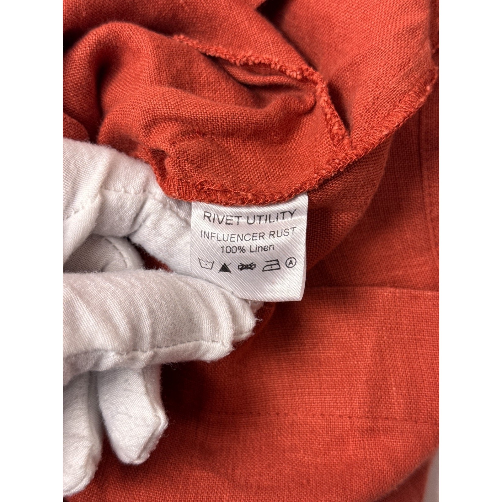 Rivet Utility Romper XXS Womens Burnt Orange Linen Zip Collared Jumpsuit