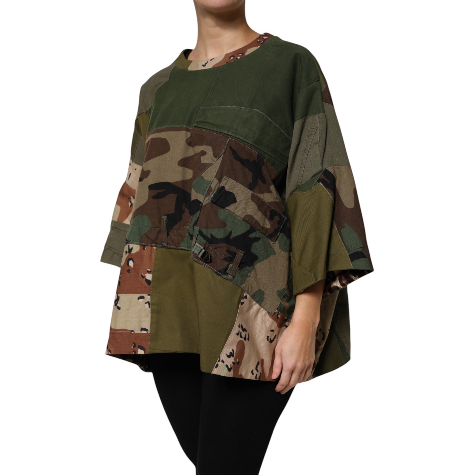 DOLCE & GABBANA T-shirt Multicolor Camouflage Oversized Top IT46/US12/XL 1050usd