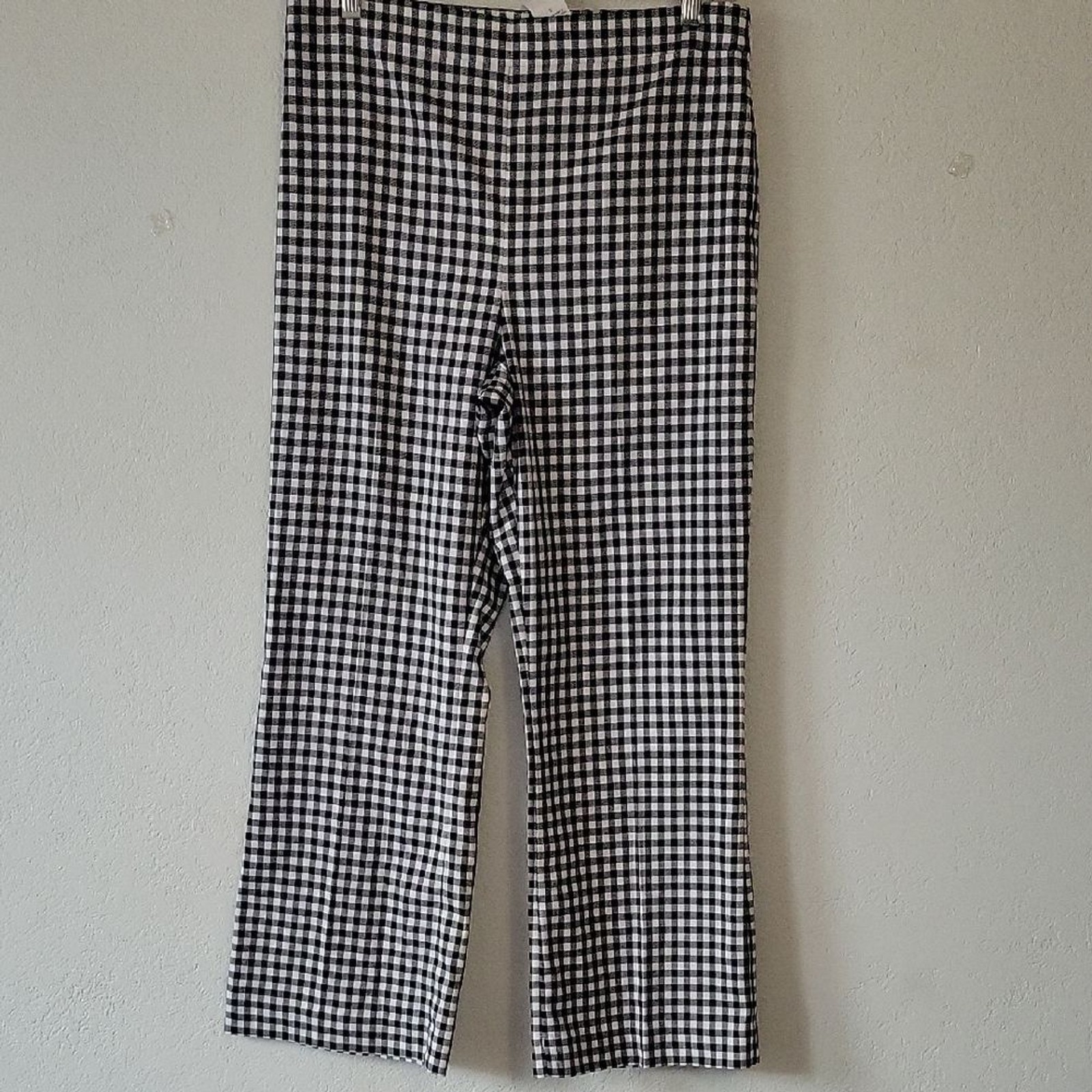 Ann Taylor The Flare Pant Ginghanm Monochrome Checkered Trousers Size 8