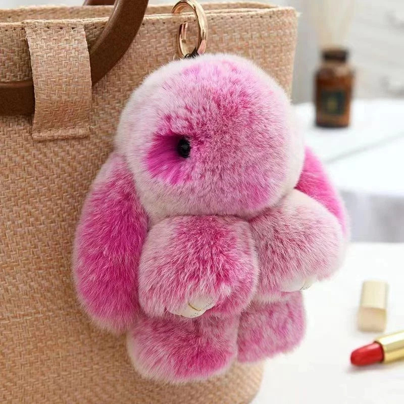 Cute Charm Key Chain Bag pendant Plush Bunny Toy Rabbit Fur Doll Gifts Keychain
