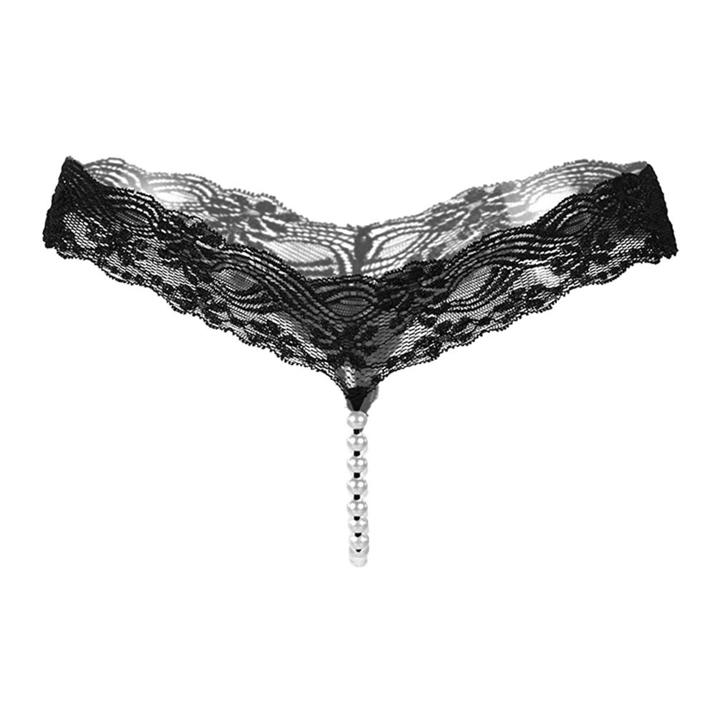 T back Thong Lingerie Lace Underwear Women G String Panties with Pearls