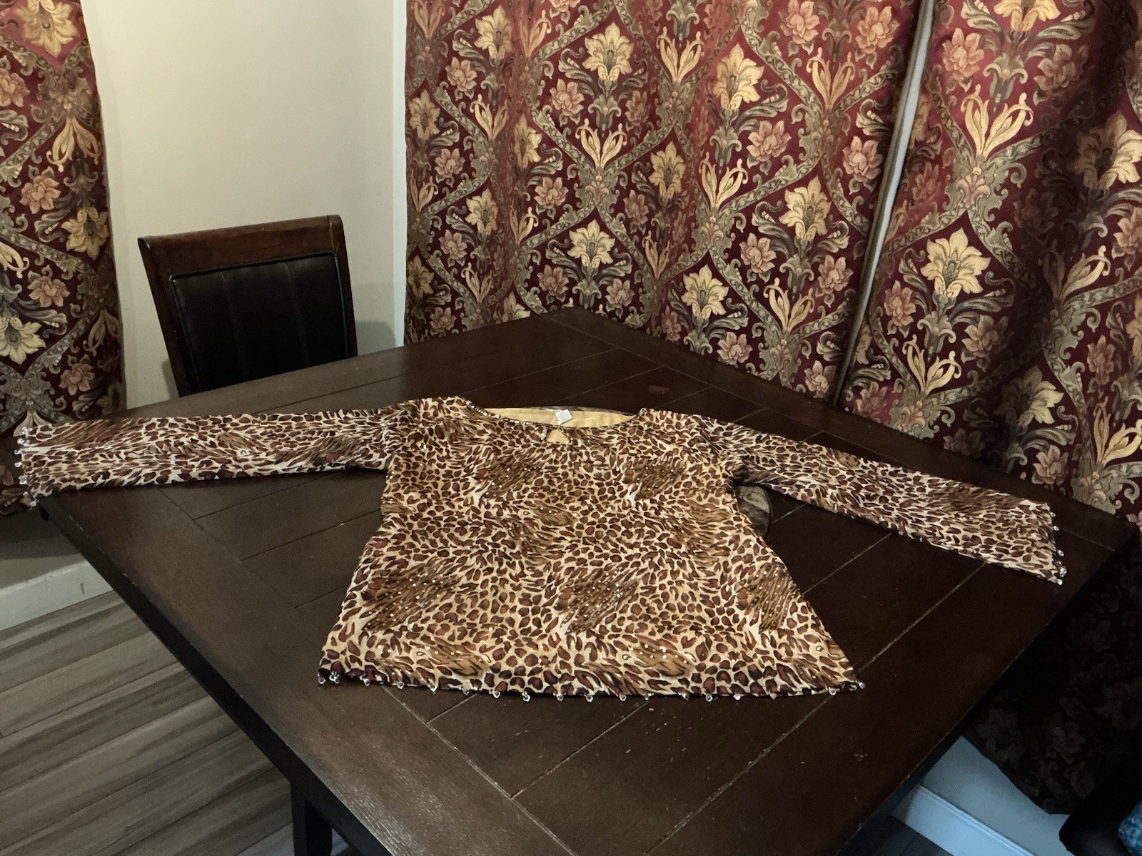 Polyester Chiffon Leopard Cheetah Indian Kurta Kurti Top, 28” Long, 48” Bust,