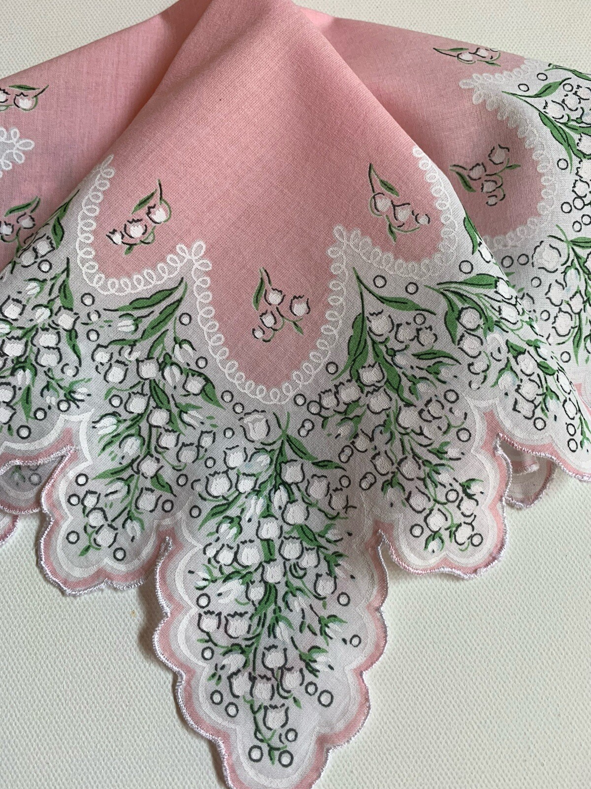 Beautiful New Pink Lily Of The Valley Floral Handkerchief – LuRay Hankie!