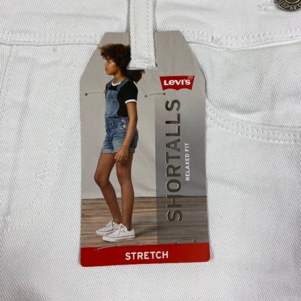 NWT Girl’s Levi’s White Relaxed Fit Stretch Shortalls, size 10 Reg