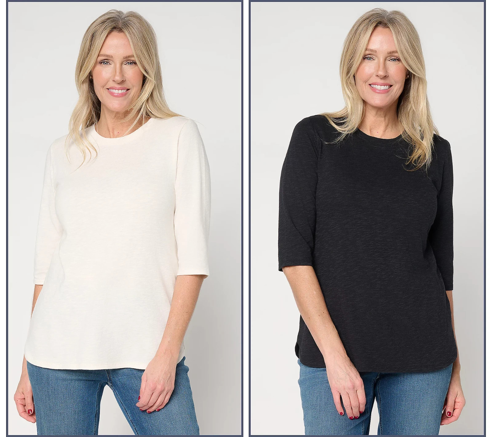 Denim & Co. Essentials Linen Blend 2-Pack Ballet Sleeve Tops NWT A718483