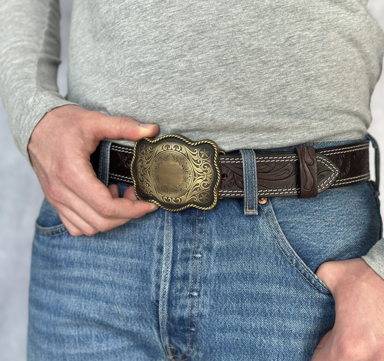 Western Buckle Engraved Belt Buckle Custom Personalized Monogrammed