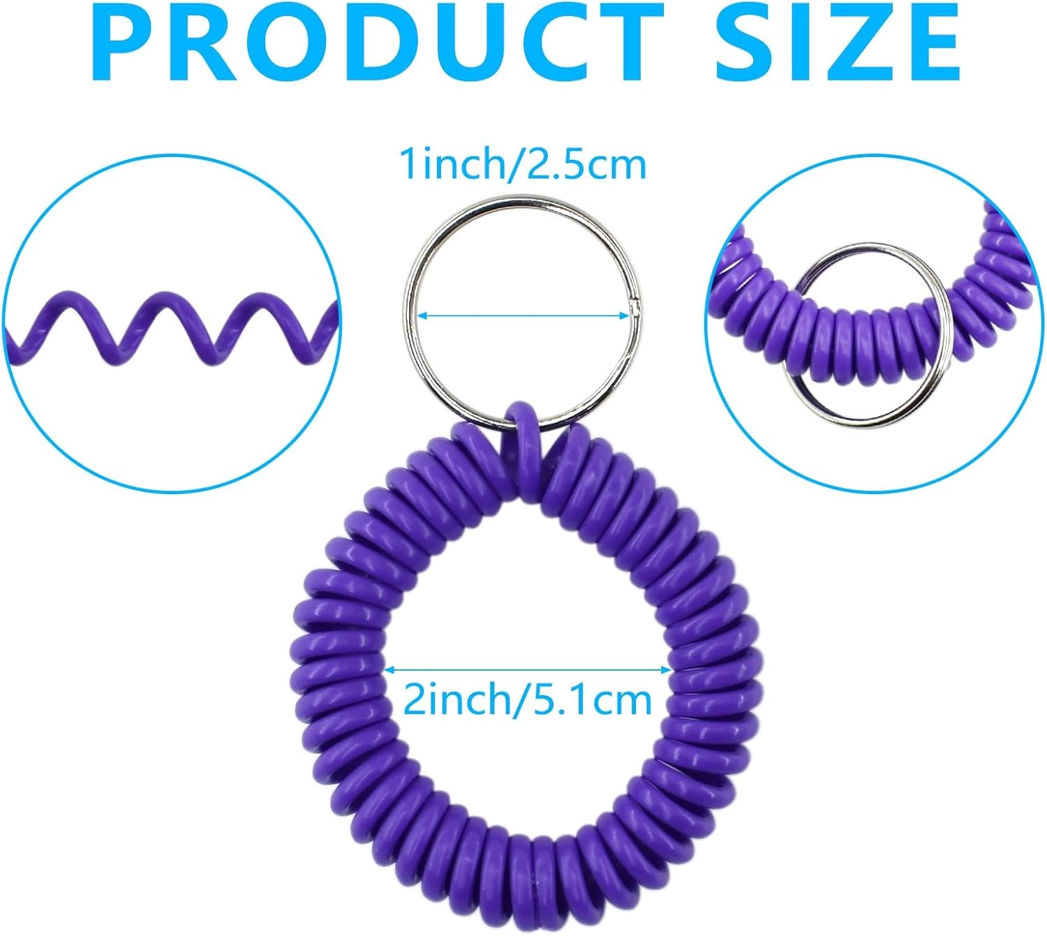 1pc Random Wristlet Keychain Stretchable Plastic Spiral Coil Bracelet Wrist