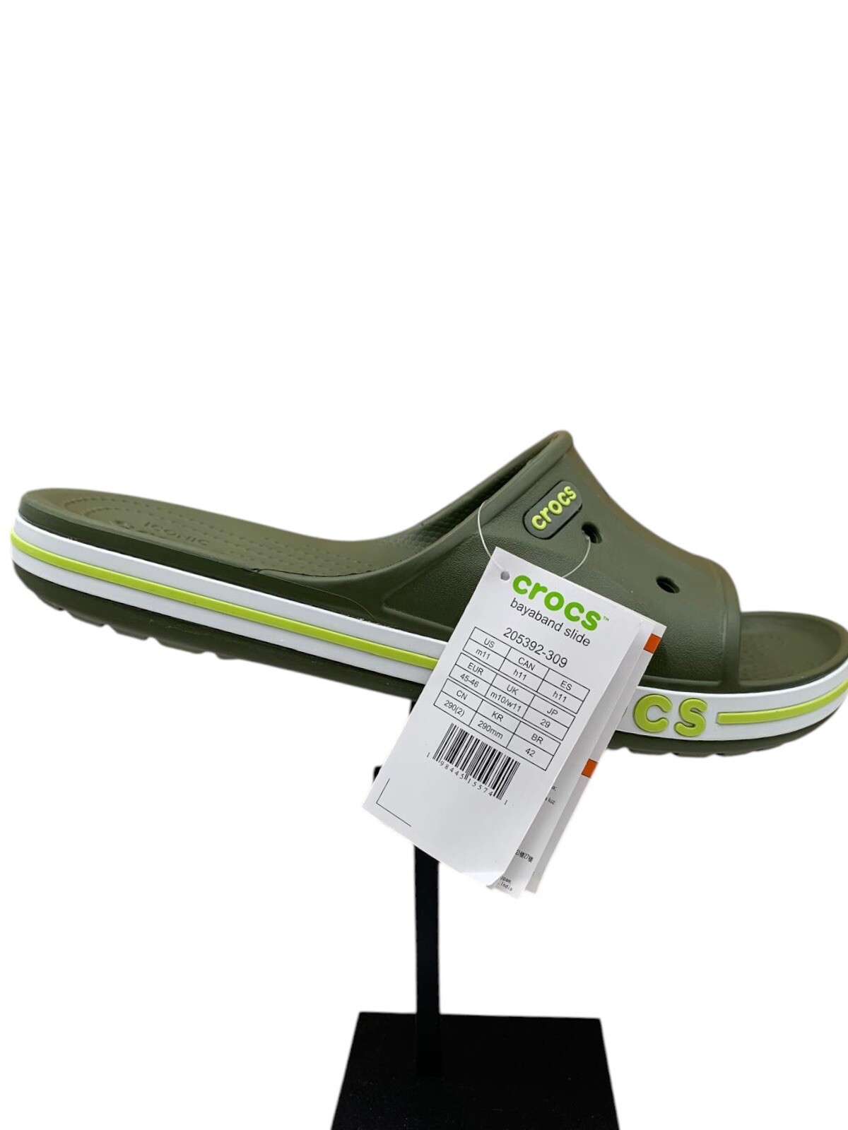Crocs Bayaband Men’s Slide Sandals Size 10 Army Green Water Friendly