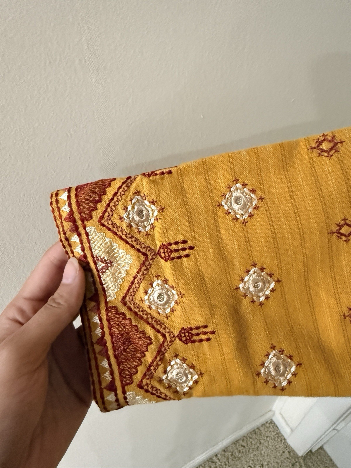 Ethnic desi Pakistani kurti Shirt mustard yellow with embroidery and mirror work