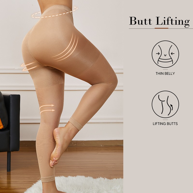 Women’s Sheer Footless Tights 30D Control Top Pantyhose Run Resistant