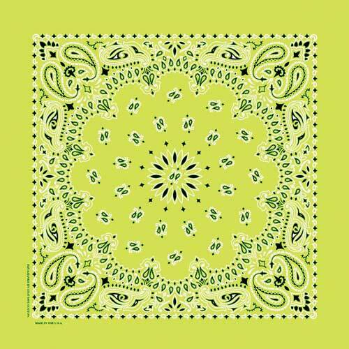 Carolina Creative Bandanna (Lime) Paisley Print 22″ x 22″ Hav-A-Hank Green