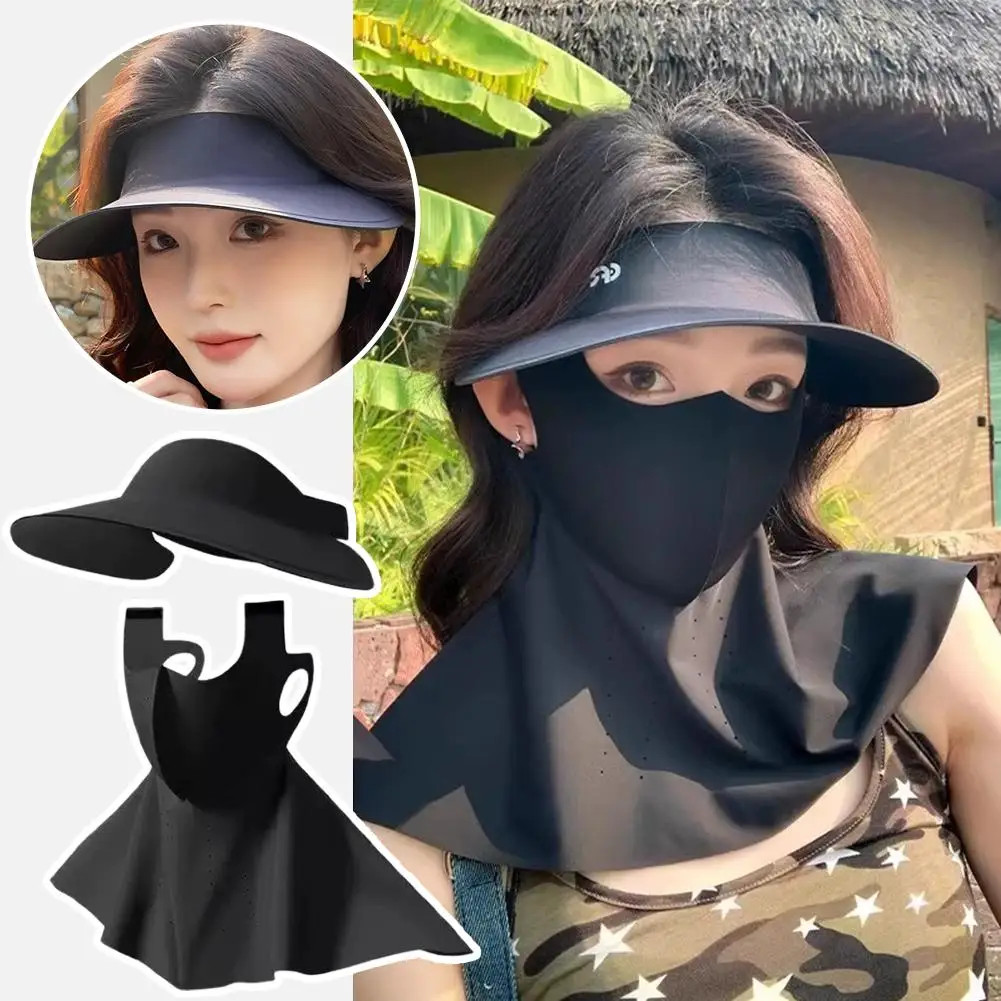 Sun Visor Face Mask Set Ice Silk Breathable Full Coverage Sun Protection Kit