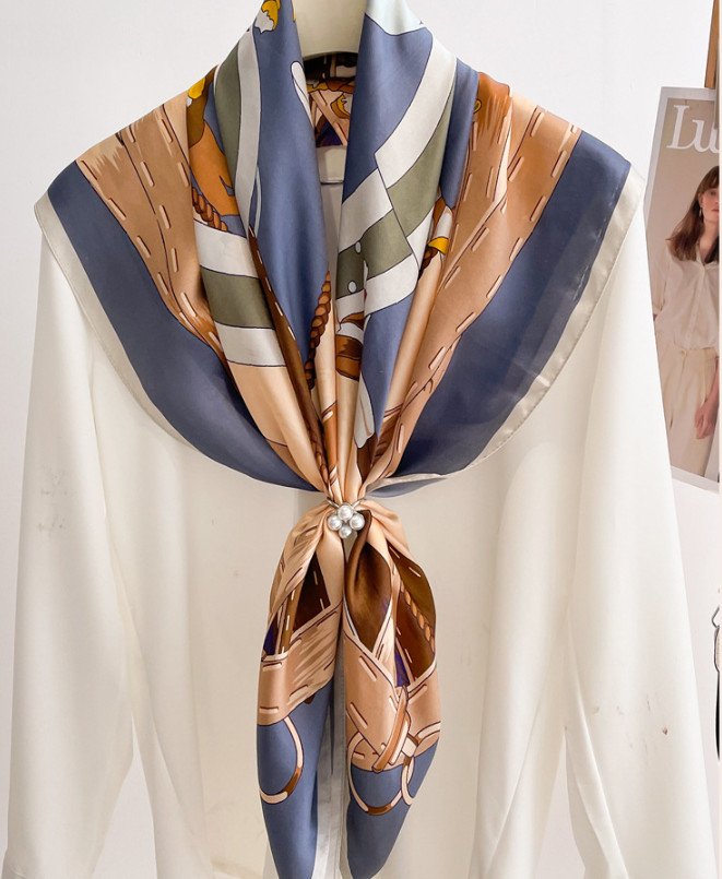 100% Mulberry Silk 35” Scarf Neckerchief Square calabash Print Shawl Bandanna