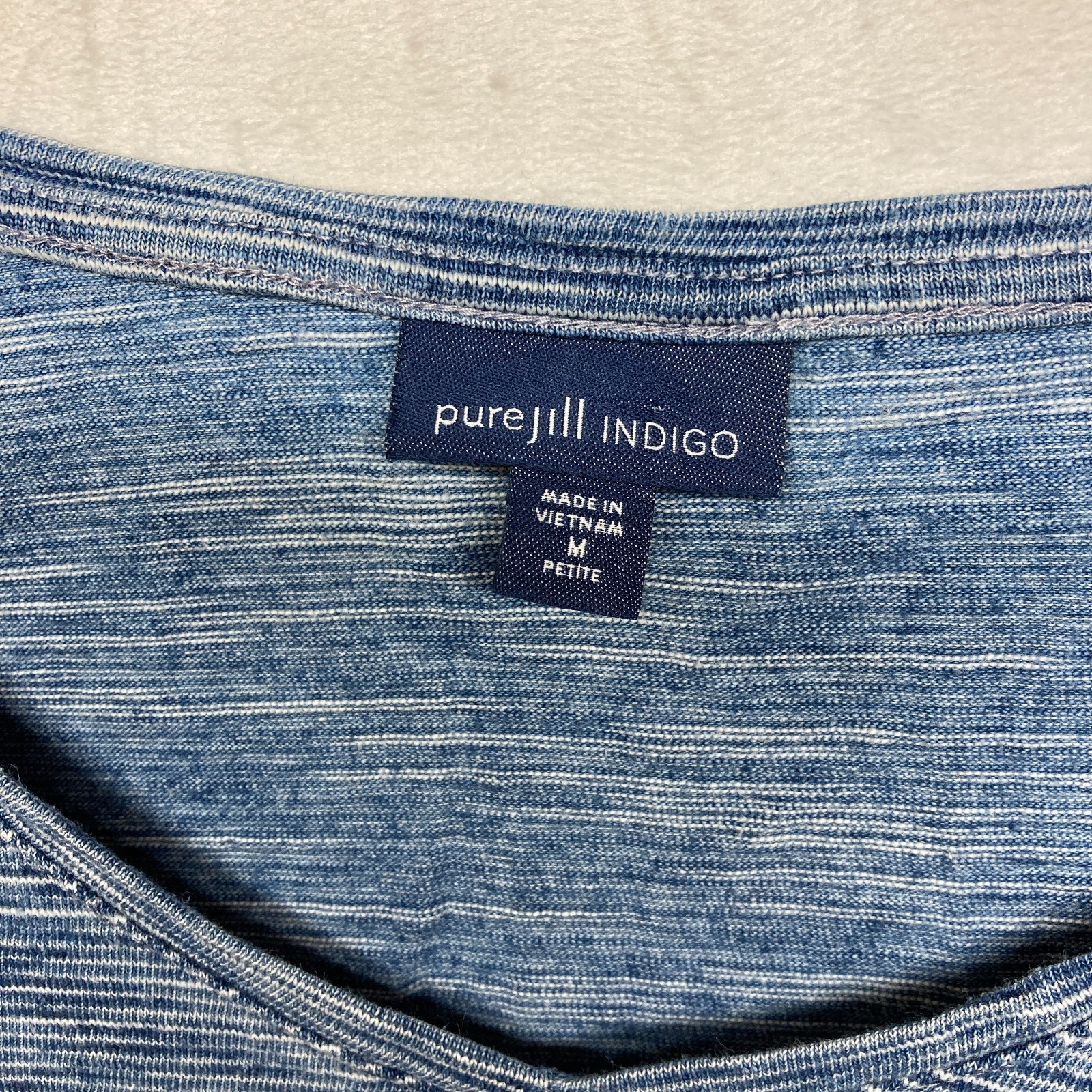 Pure J Jill Indigo Top Medium Petite Blue A-Line Cap Sleeve Tunic