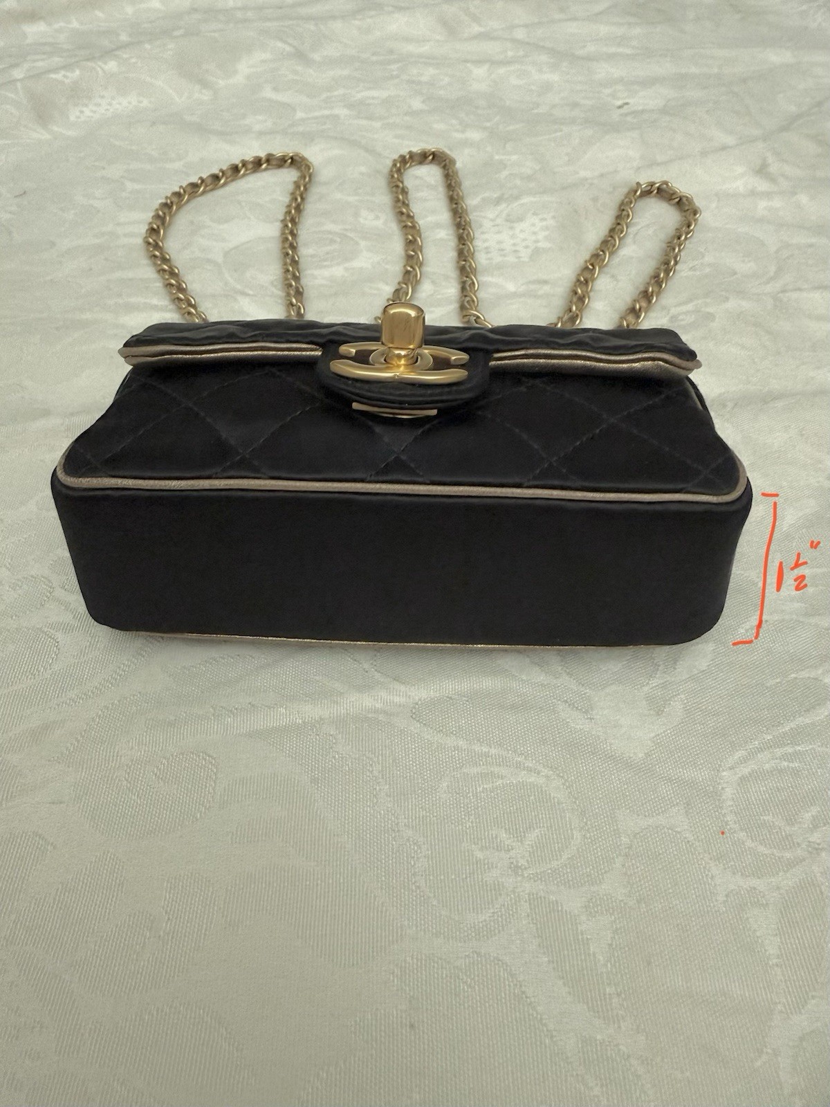 Vintage Chanel Extra Mini Satin Flap Bag Black Gold Chain Crossbody Rare