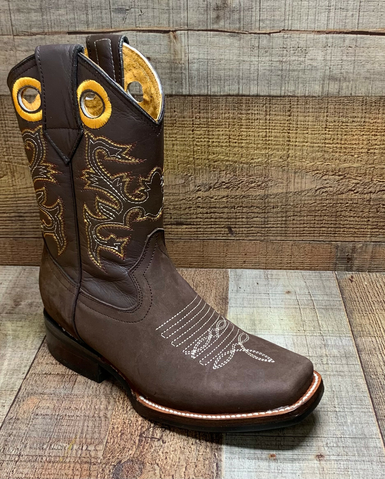 Women’s Western Rodeo Cowgirl Boots Genuine Leather Square Toe Botas Vaqueras