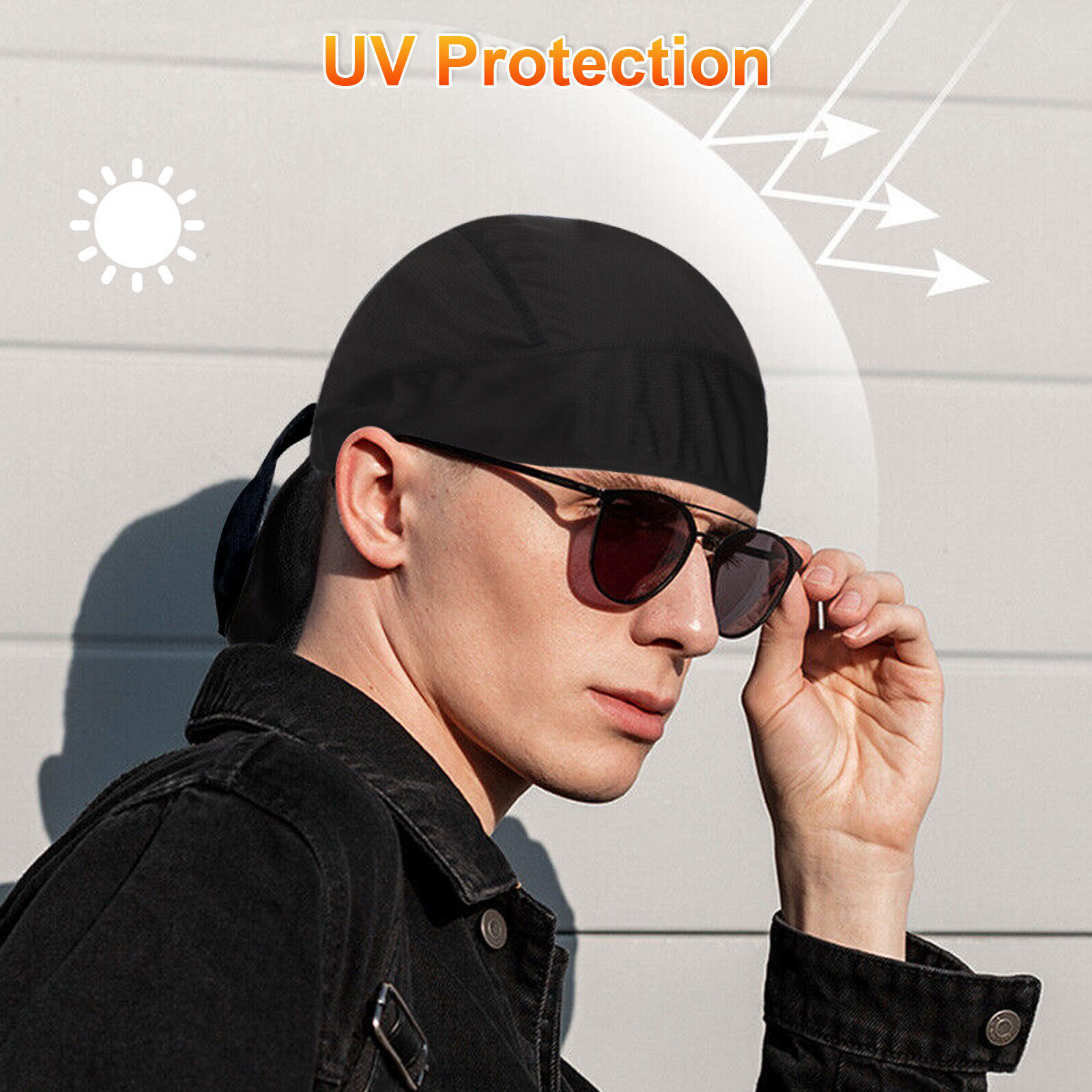 Motorcycle Wrap Biker Du Do Black Bandana Paisley Doo Rag Head Skull Cap Durag