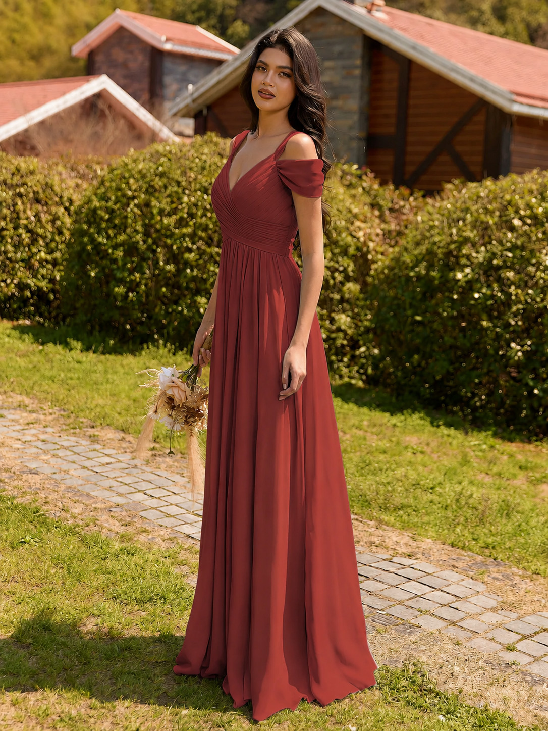 Glamlora Bridesmaid Dress – Rust – New in Packaging (Size: 10)