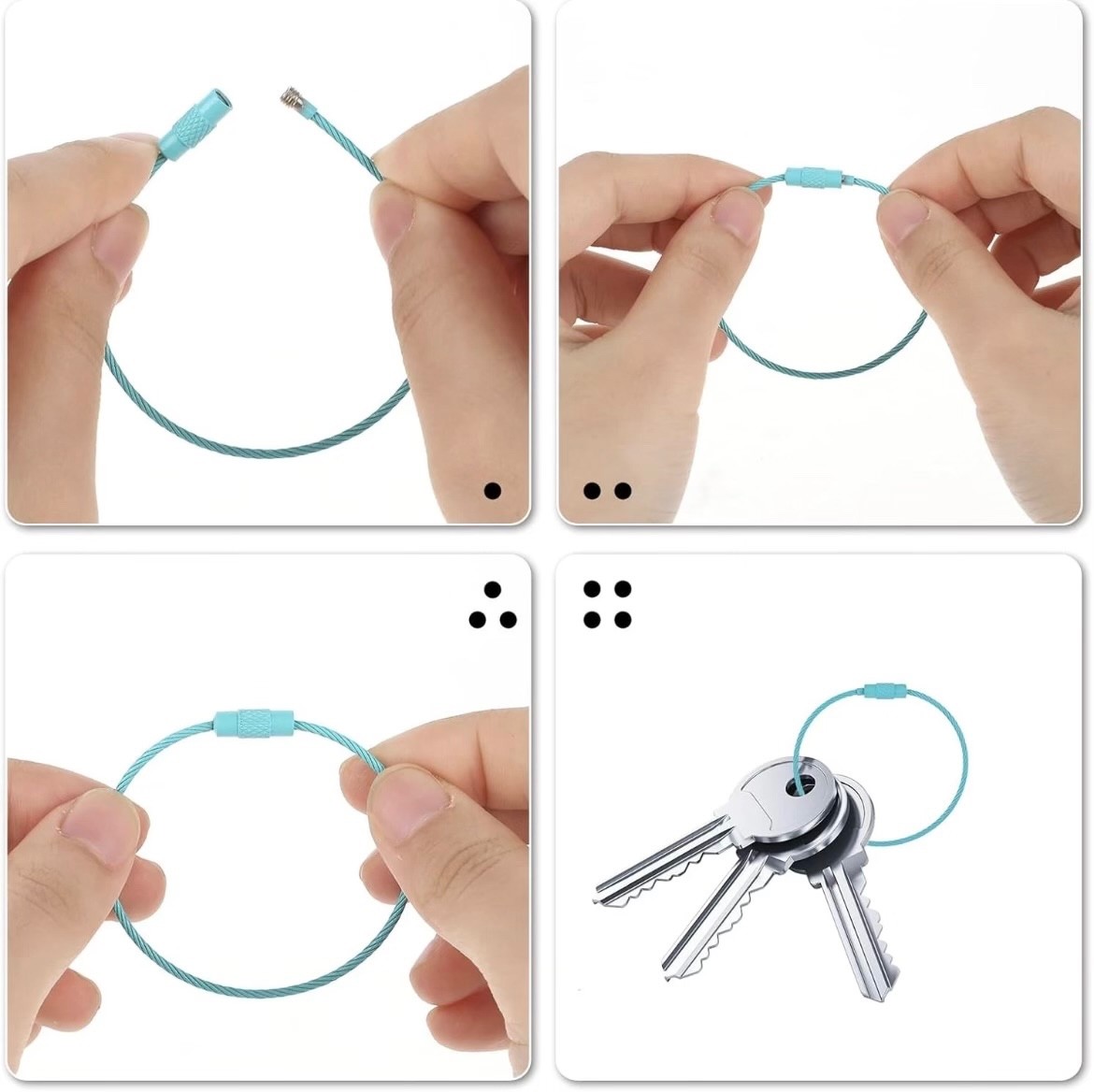 1 Pack – Wire loop Painted Stainless steel Luggage Multipurpose Key Ring Chain