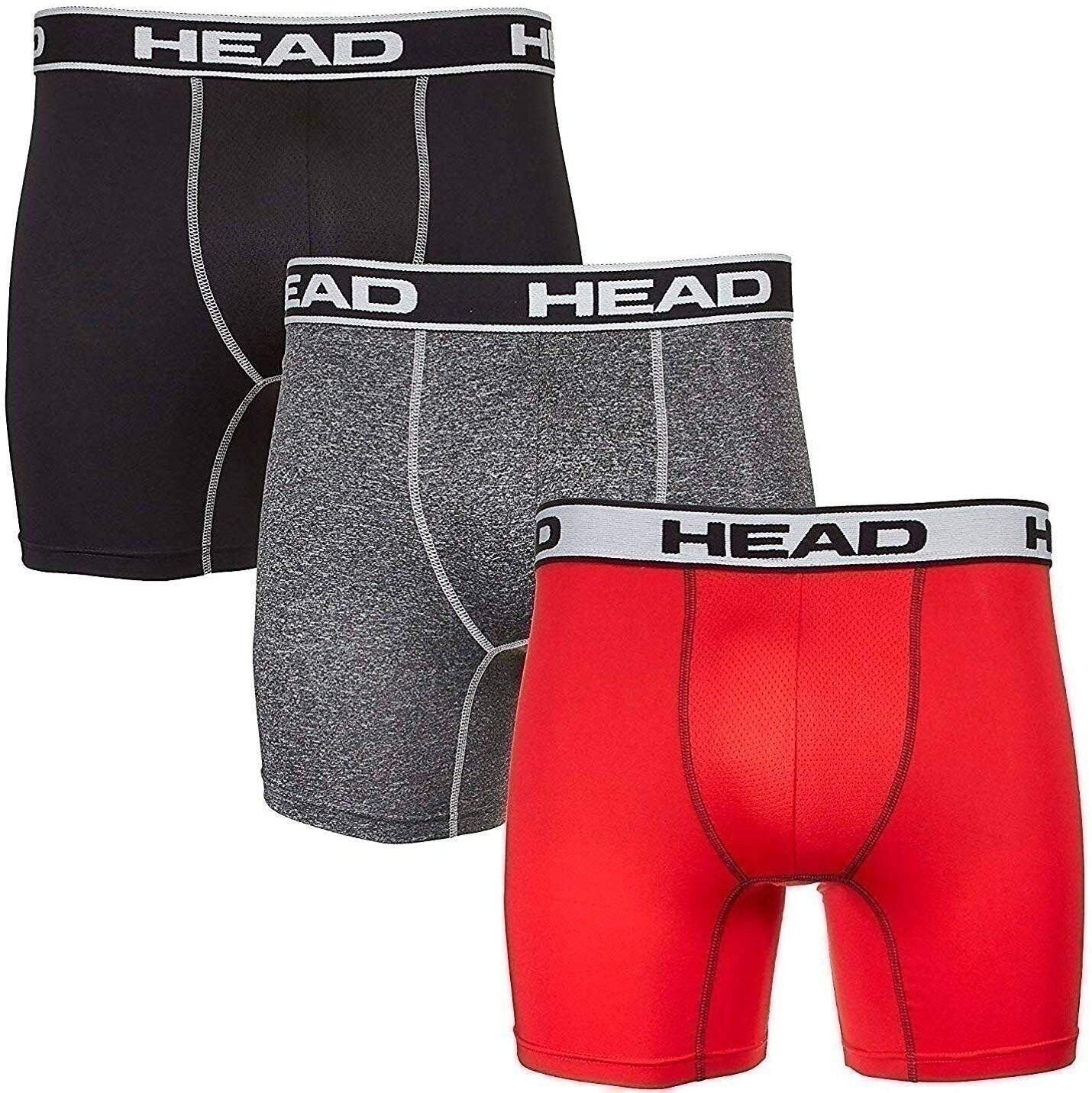 HEAD Mens Performance Underwear 3-PACK Boxer Briefs S-5XL Polyester/Spandex