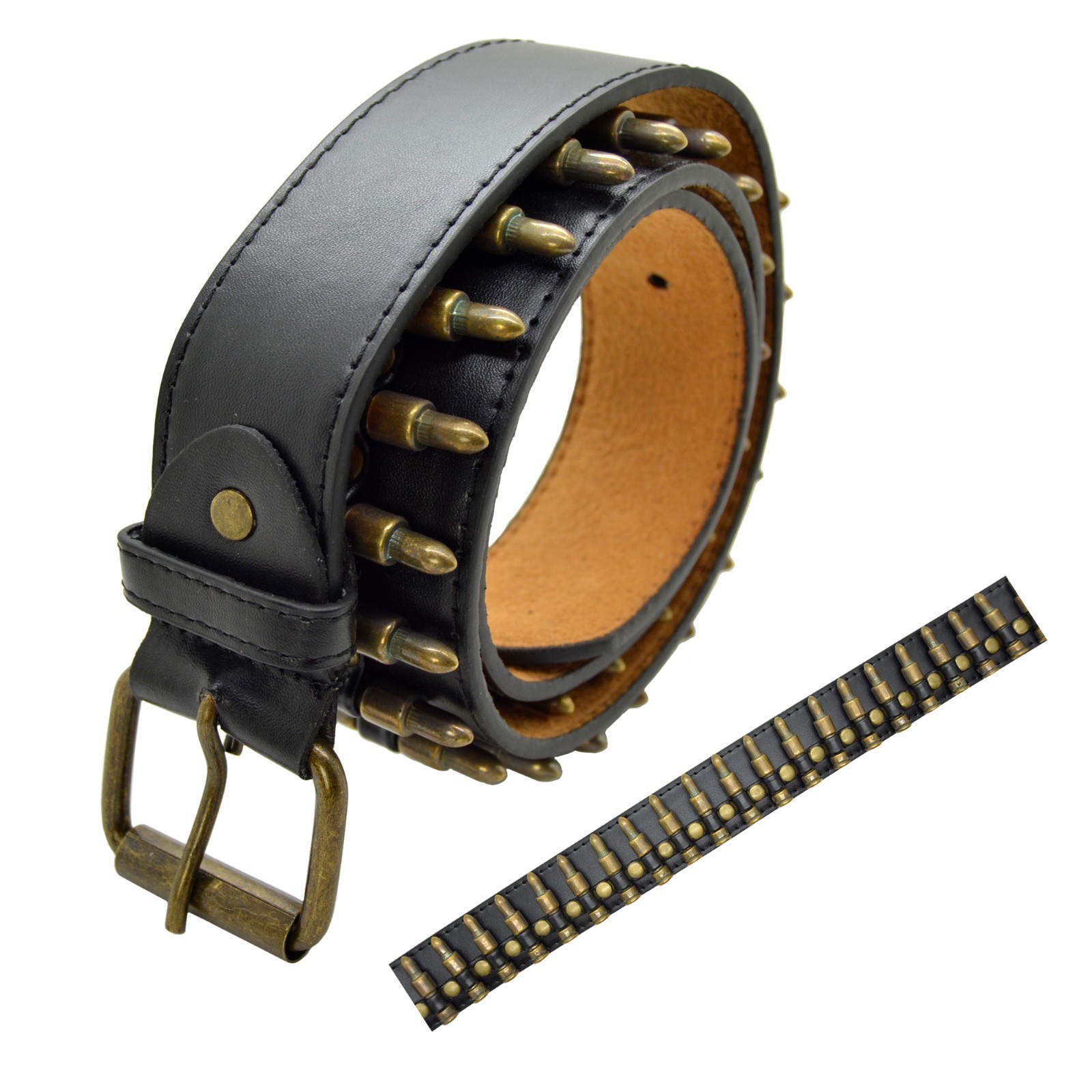 Punk Rock Rivet Faux Brown Bullet Belt