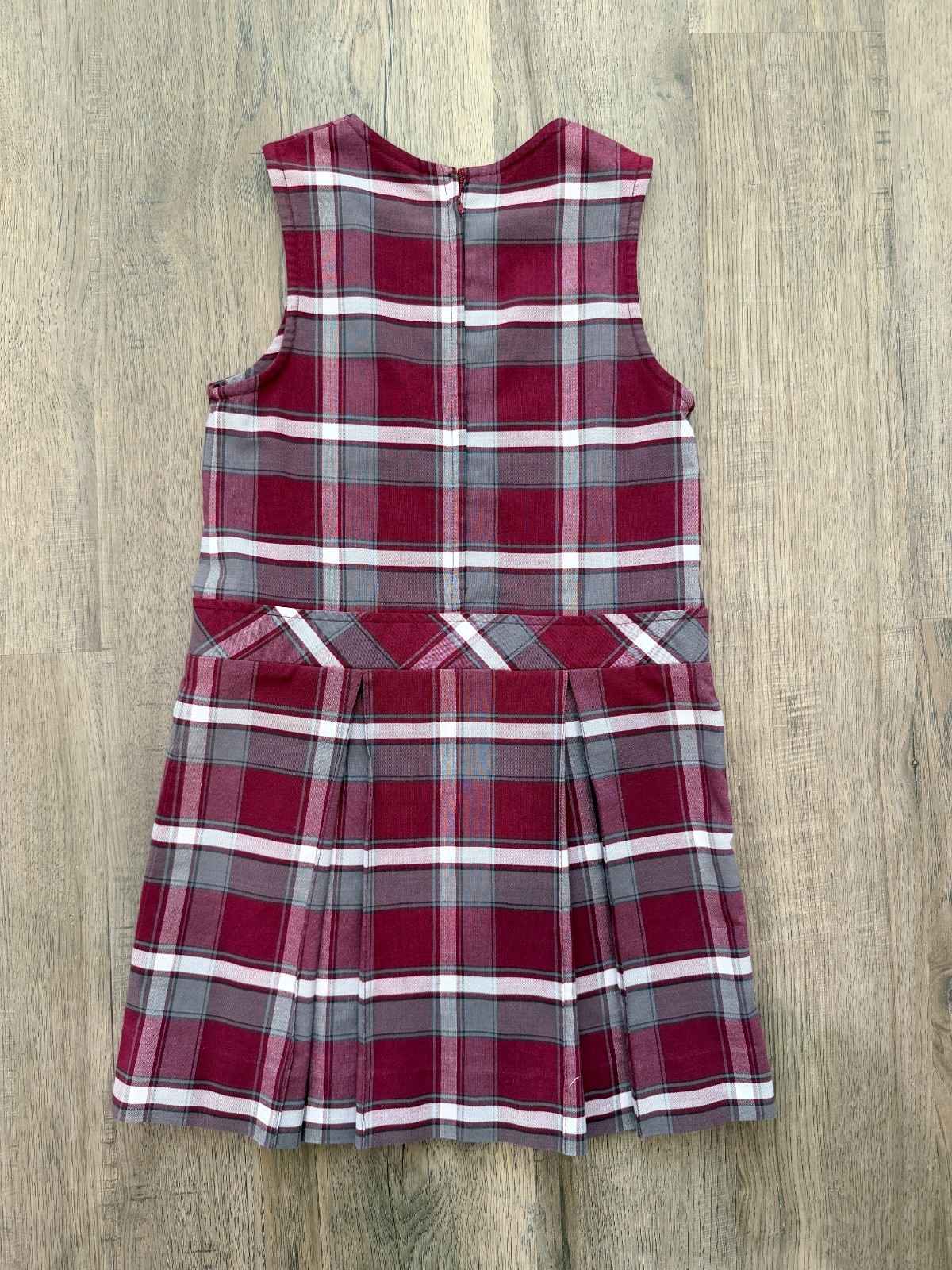 Flynn O’Hara Maroon & Grey Plaid Jumper Size 7 w/ White Peter Pan Blouse Size YS