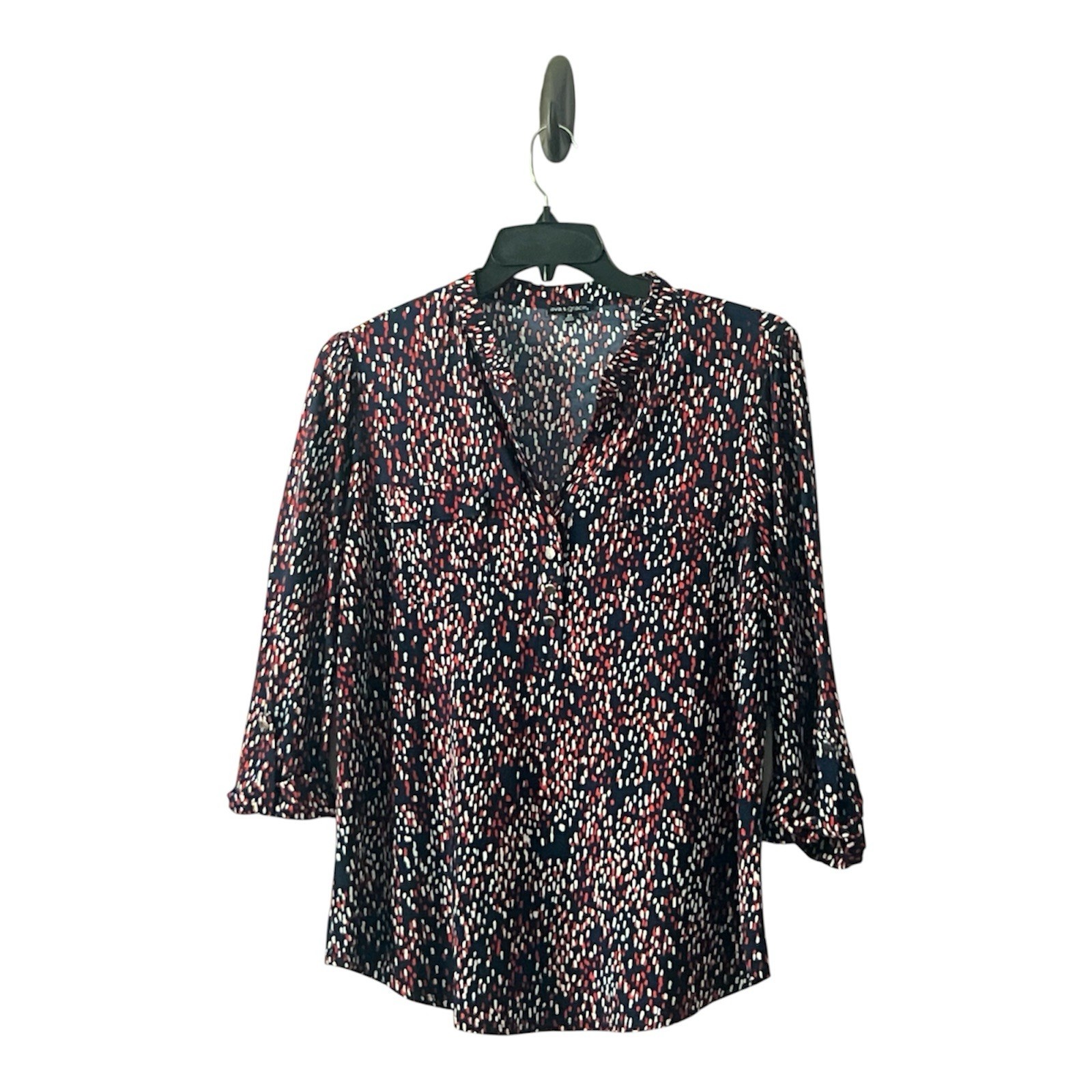 Ava & Grace Women’s Pop-Over Split Neck 3/4 Cuffed Sleeve Size M