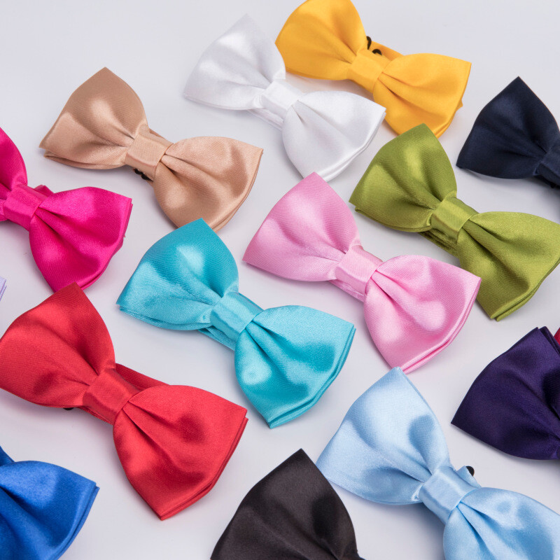 Mens Bowtie PreTied Adjustable Necktie Solid Color Formal Wedding Party Tuxedo