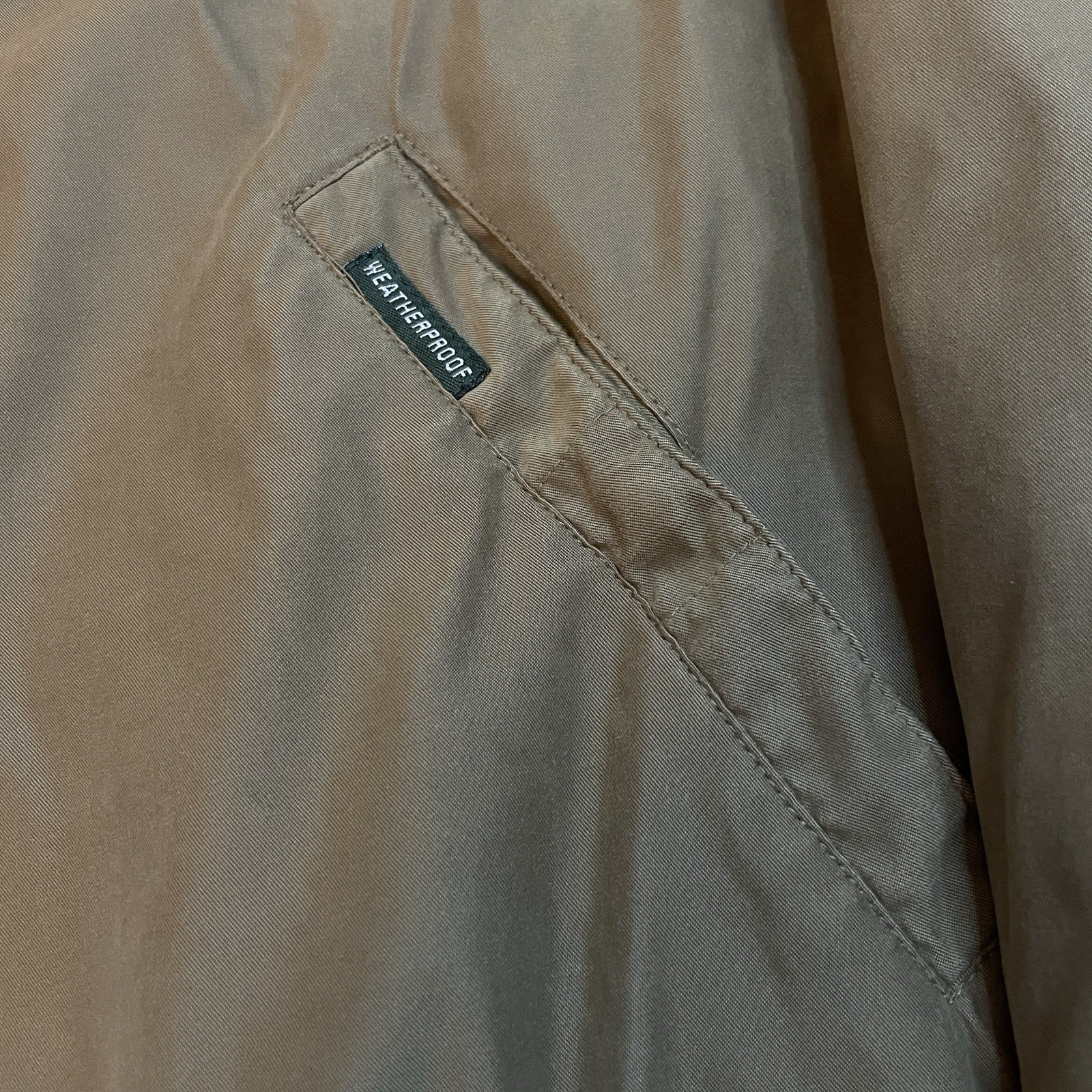 Vintage Weatherproof Bomber Jacket Windbreaker Mens XL Tan Zip Up Pockets Casual