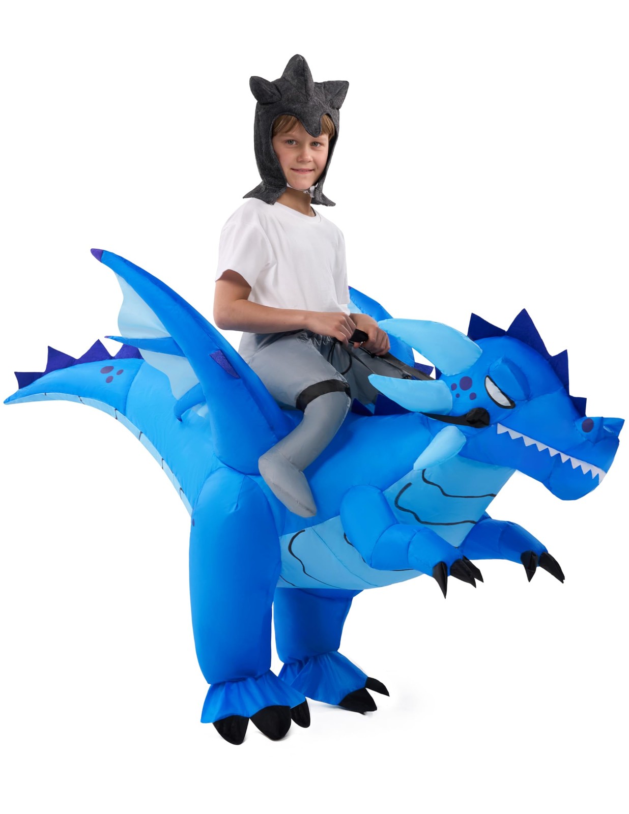Inflatable Costume for Kids, Ride on Ice Dragon Inflatable with Hat, Cool Rid