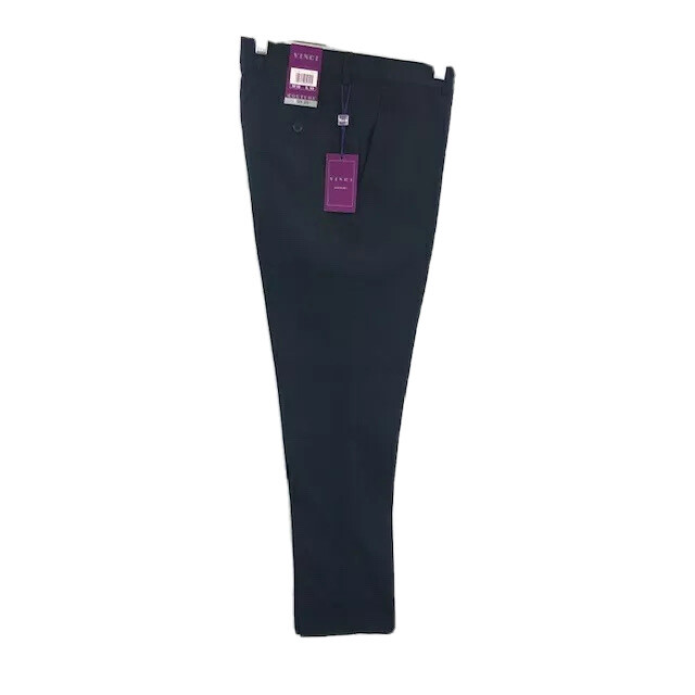 VINCI Men’s Navy Slim Fit Dress Pants Flat Front Regular Hem Sizes 28 – 48