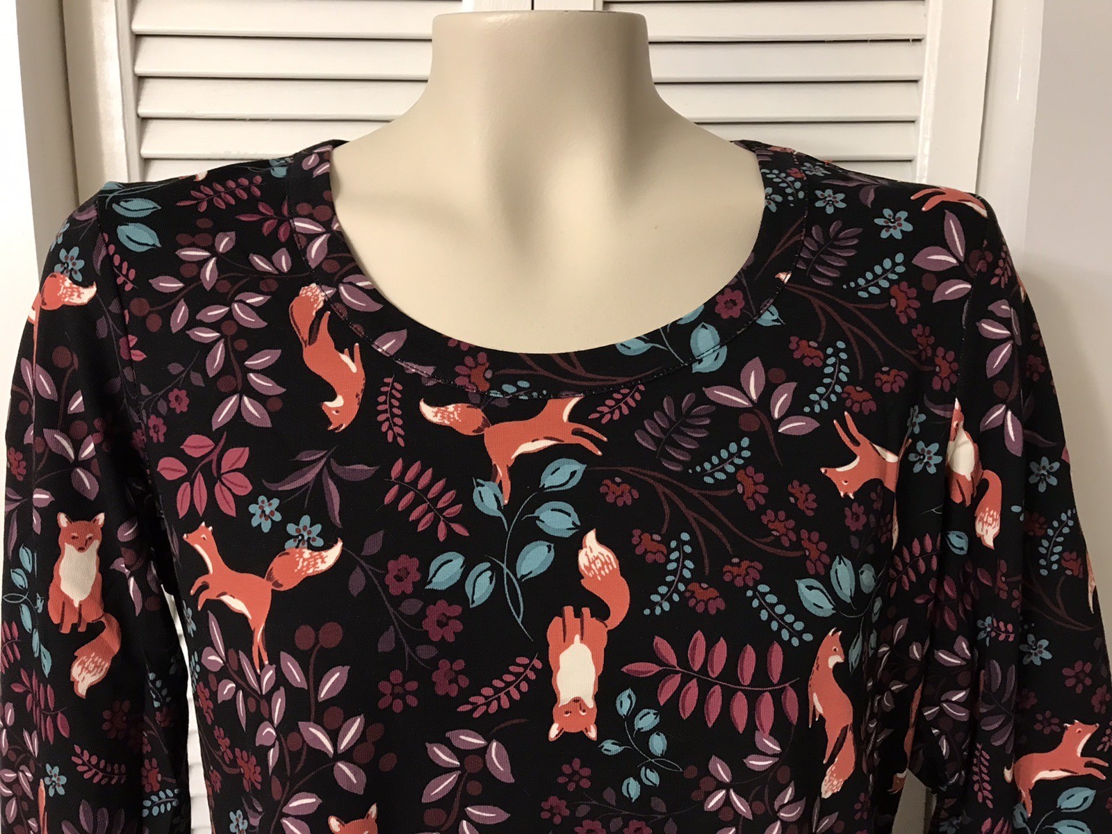 Christopher & Banks Women’s Sz XL All-Over Fox Print Long Sleeve Top NWT $44.95