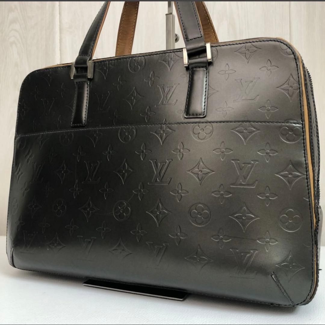 Louis Vuitton Monogram Vernis Black Business Briefcase Double Zip Authentic
