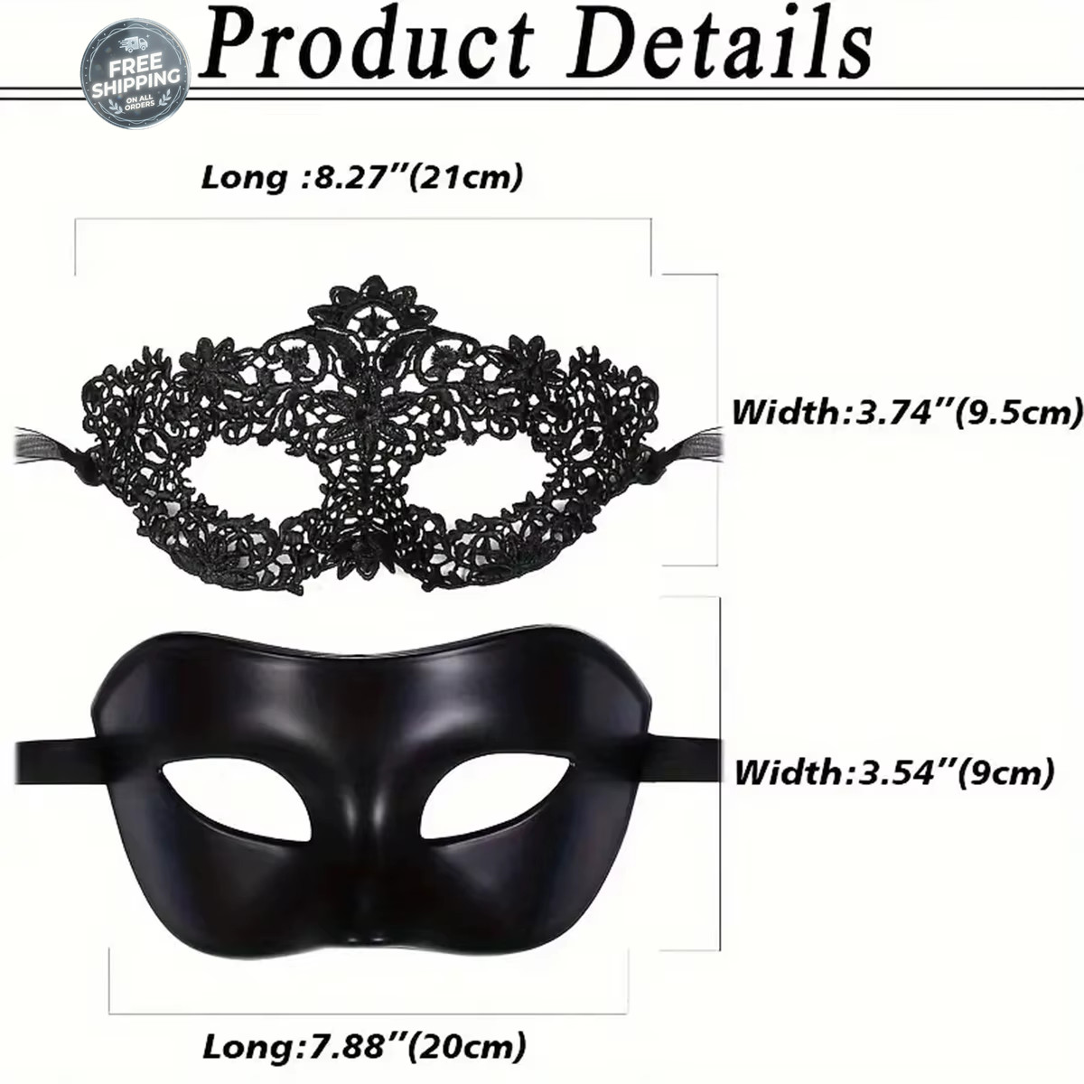 Elegant Black Lace Masquerade Mask for Couples Perfect Venetian Party Mardi