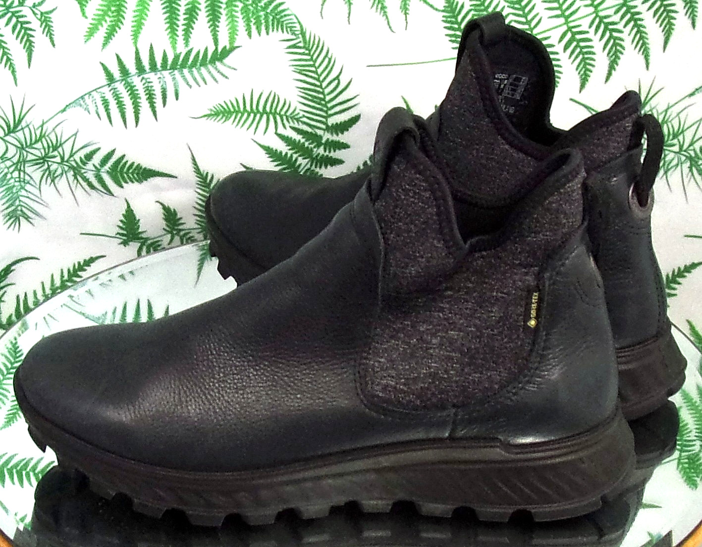 ECCO EXOSTRIKE GTX BLACK LEATHER ANKLE BOOTS WATERPROOF SHOES US WOMENS SZ 6