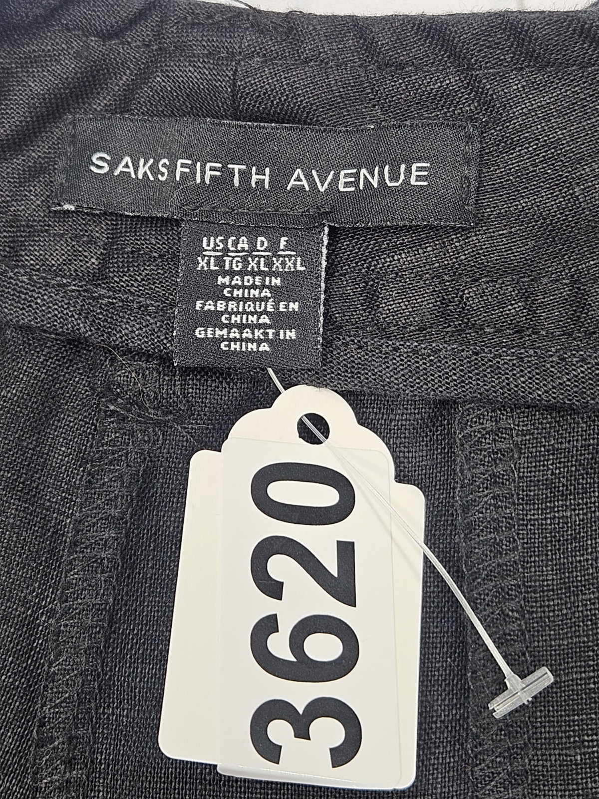 Saks Fifth Avenue Embroidered 100% Linen Cropped Pants Black Women XL