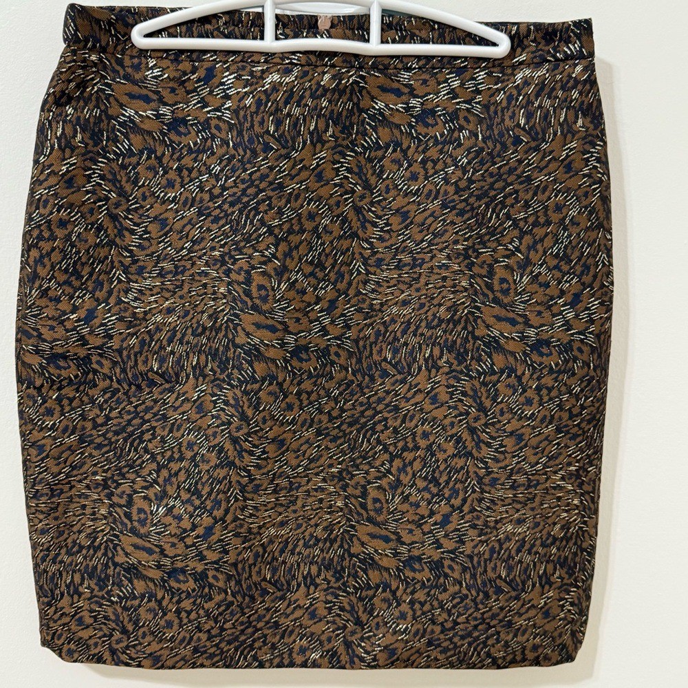 Pure Collection Brown Patterned Pencil Skirt