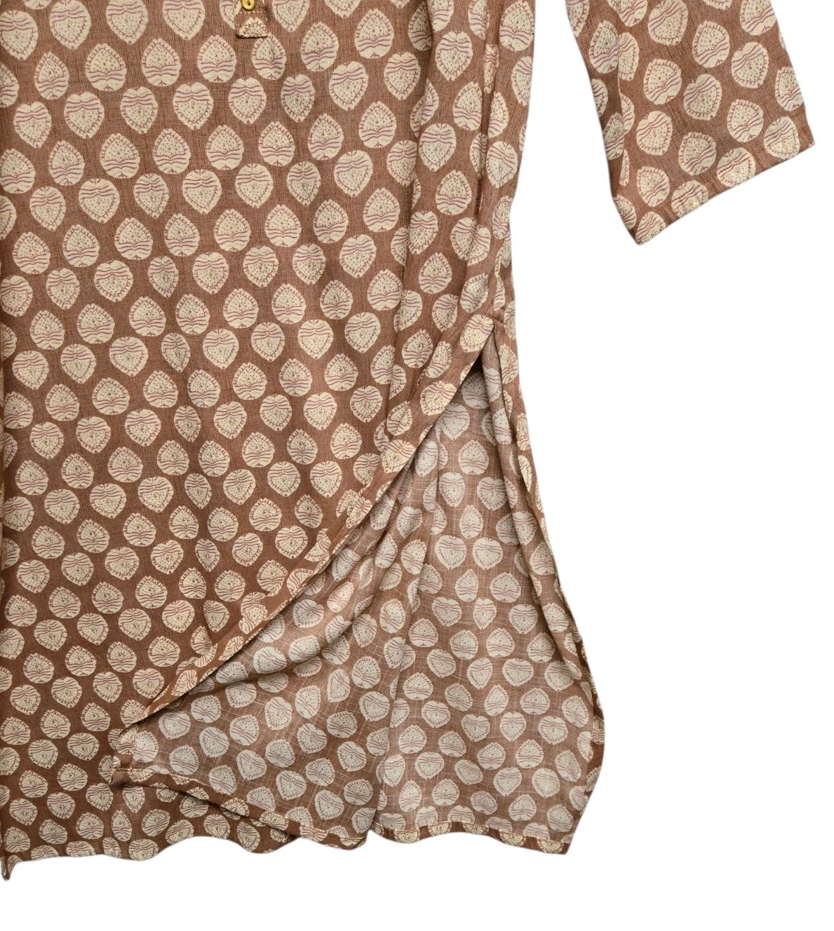 Fusion Kurta Womens Size XXL Brown Cream Printed Long Sleeve Pullover