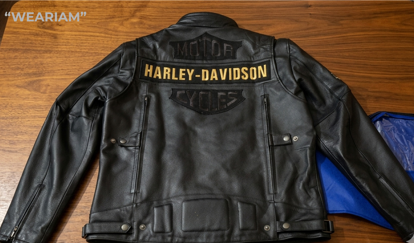 Harley Men’s Black Biker Jacket – Real Cowhide Leather Motorcycle Jacket
