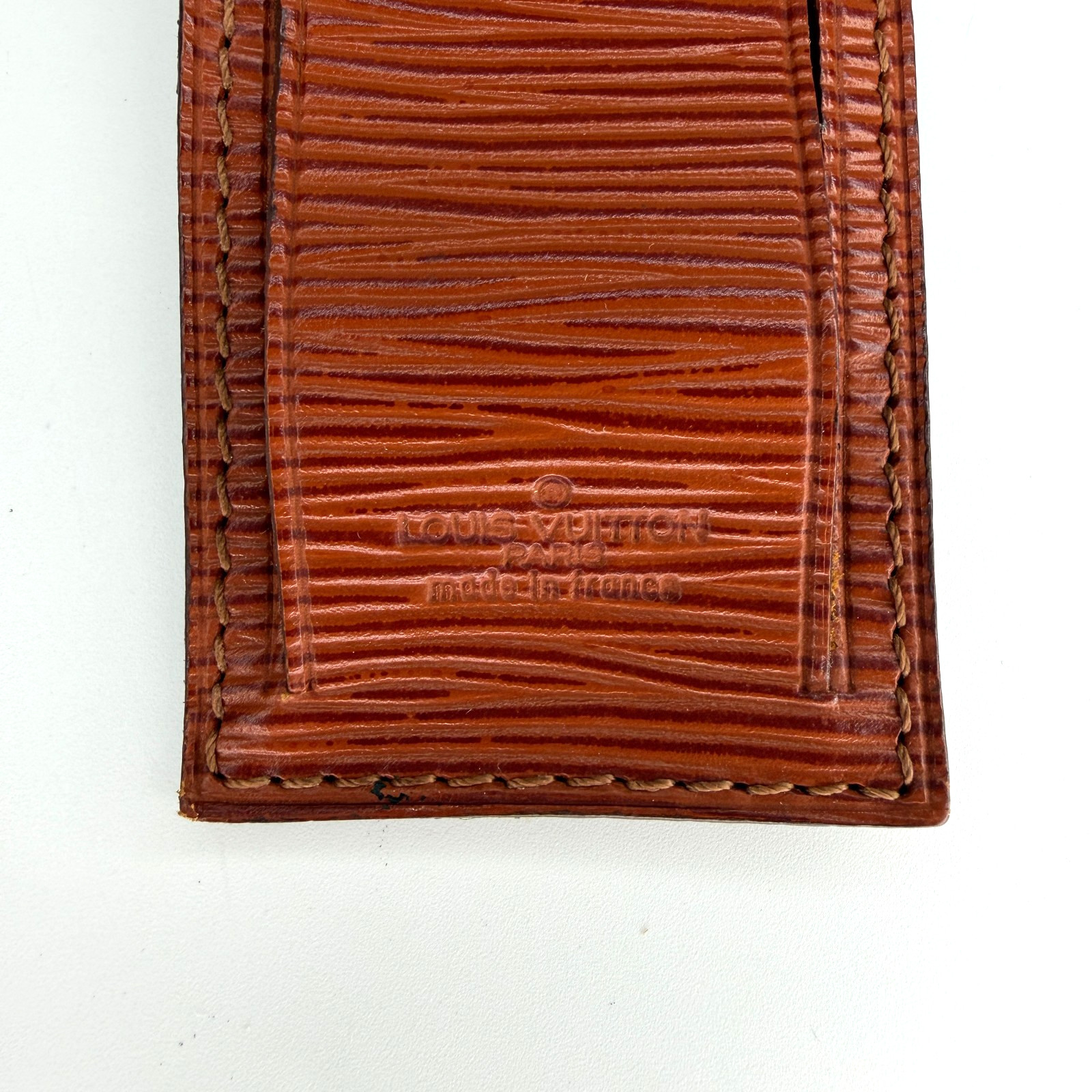 Authent Louis Vuitton Epi Brown Leather Luggage Name Tag & Poignet Used Japan